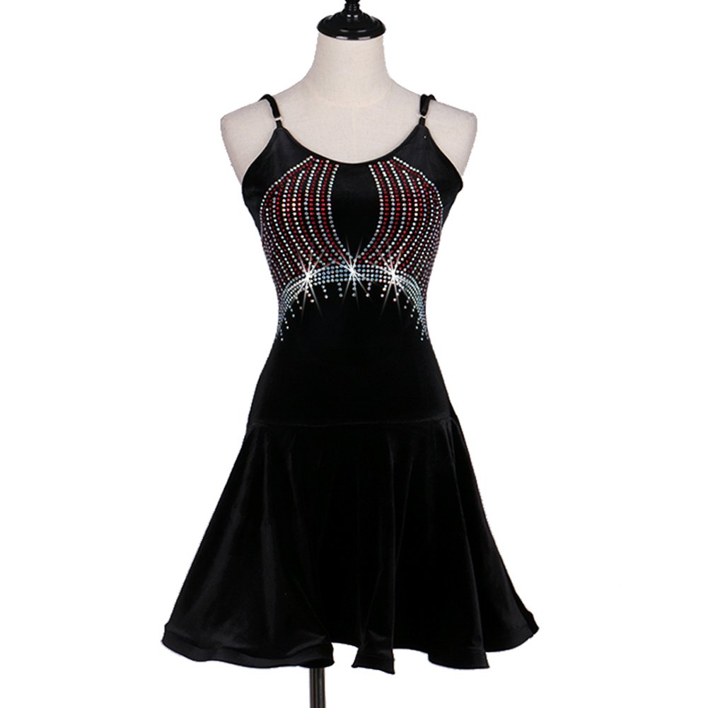 Latin Salsa Rumba Samba Dance Dresses for Women - Sleeveless Rhinestone Embellished Costumes for Adults | Perfect for Dance Performances, Parties & Latin Dance Competitions