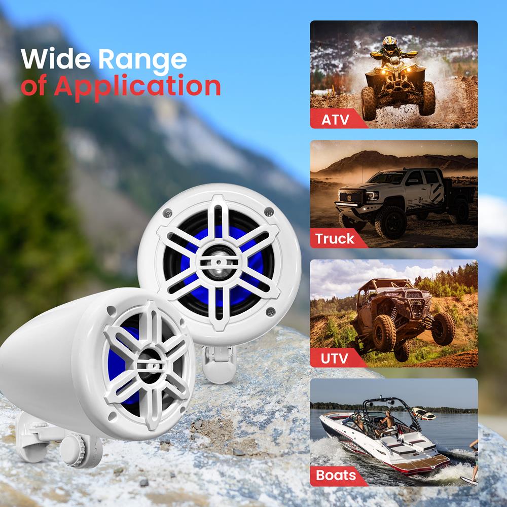 Waterproof Marine UTV Off-Road Bluetooth Speaker - Durable Outdoor Speaker for Boating, ATV, Motorcycle & Camping Adventures