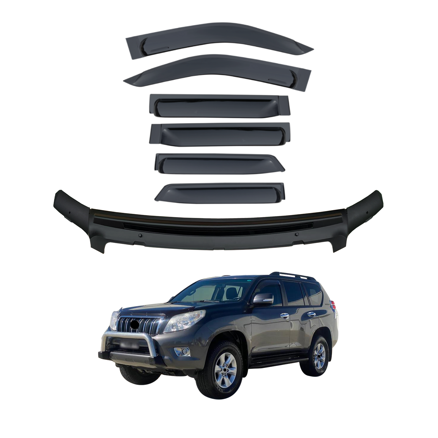 Toyota Land Cruiser Prado 150 (2010-2013) Wide Weather Shields & Bonnet Protector - Durable Car Accessories for Rain & Sun Protection | Perfect for Off-Road Adventures & Daily Commuting