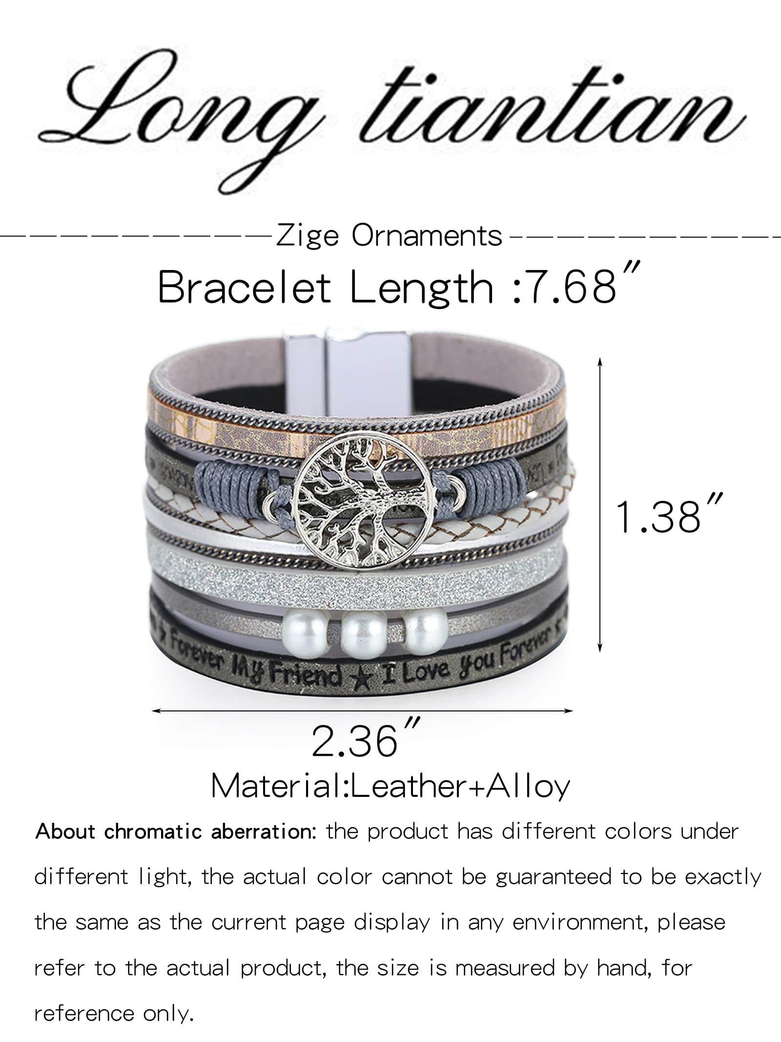 Trendy Boho Leather Wrap Bangle Bracelets for Women - Stackable Crystal Bead Bracelet Set - Valentine's Day Gift for Her - Perfect for Layering, Everyday Wear & Special Occasions