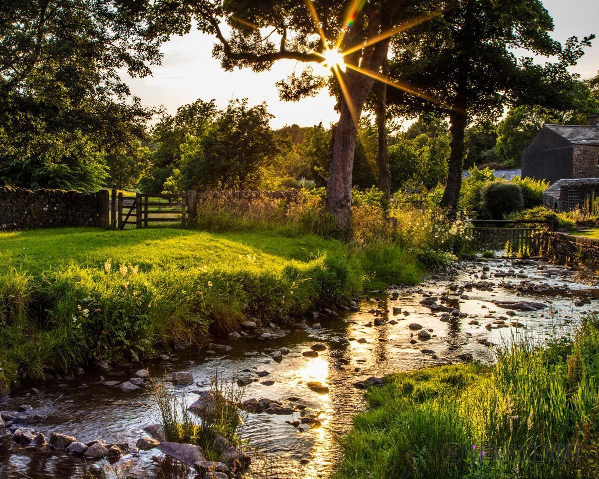 Downham Spring Brook at Sunset - Premium Wall Art Plate 4 for Home & Office Decor - Perfect for Living Room, Bedroom, or Gift