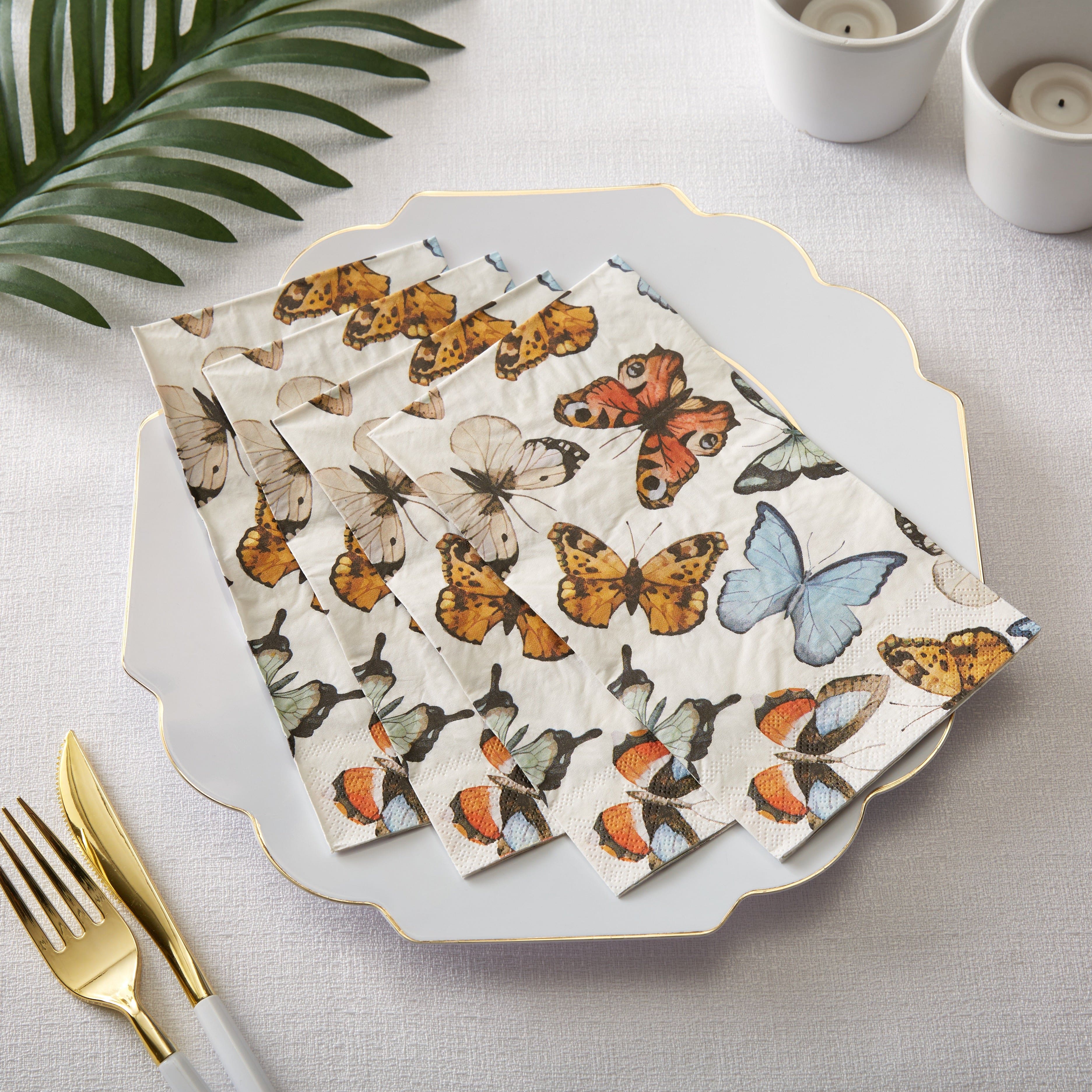 Eco-Friendly Disposable Paper Buffet Napkins - 40 Pack Butterfly Design for Parties, Weddings & Events | Premium Quality Paper Napkins for Dining, Catering & Home Use