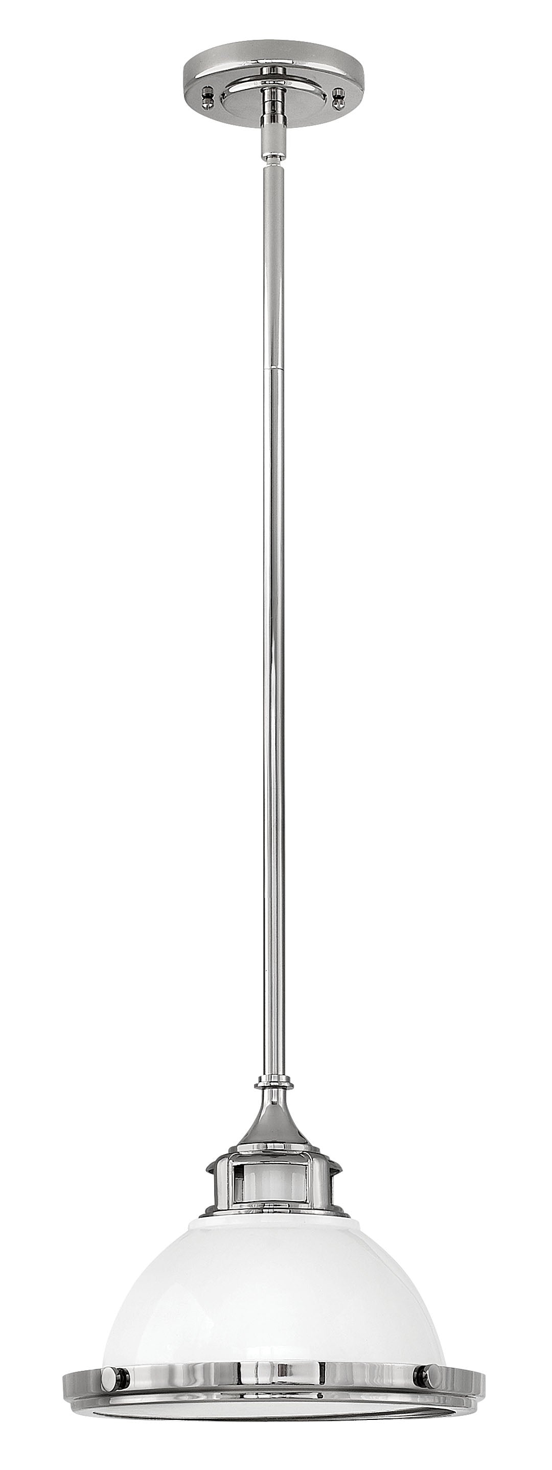 12W Amelia 1 Light Modern Pendant Light Fixture in Polished White - Perfect for Kitchen Island, Dining Room, or Entryway Lighting
