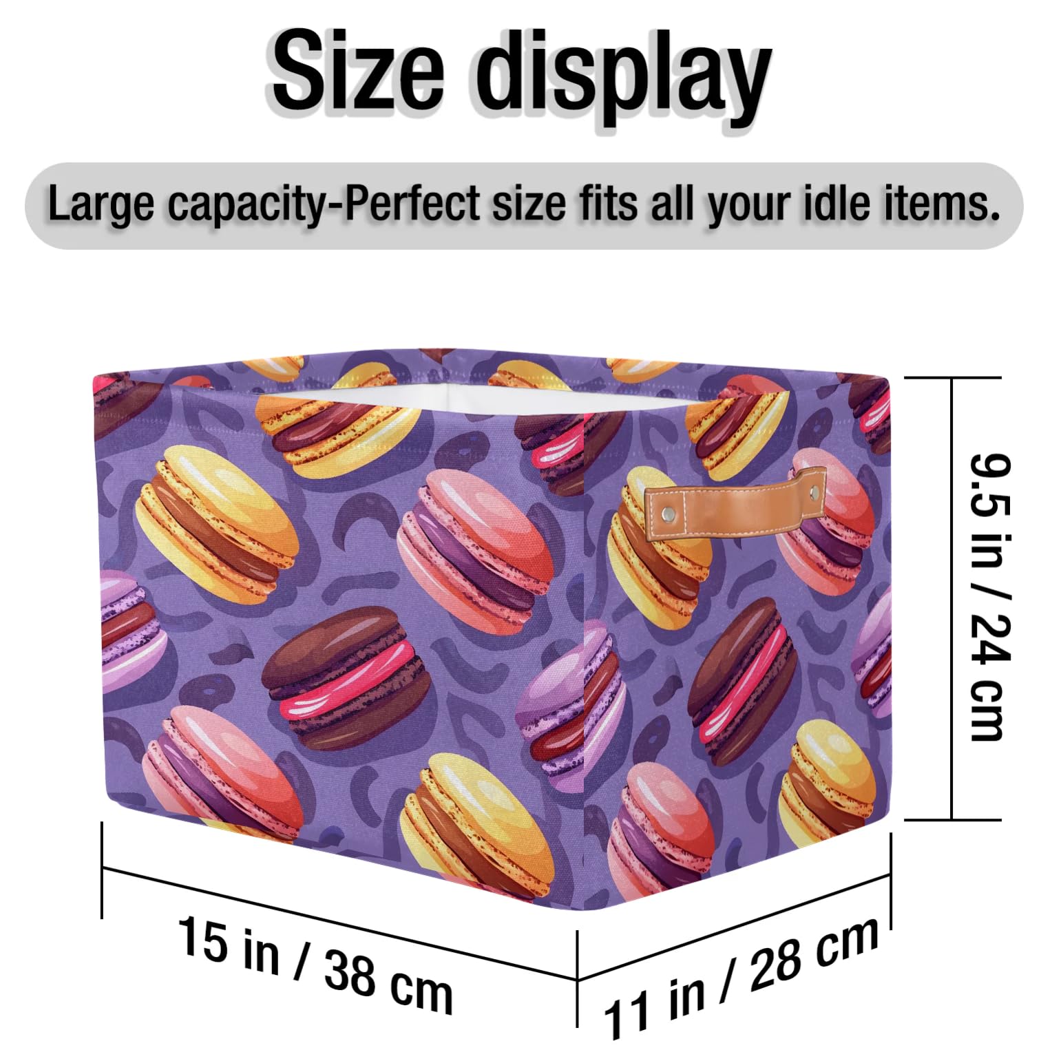 Macaron Purple Large Storage Baskets with Handles - 2 Pack Fabric Closet Organizers for Shelves, Decorative Collapsible Bins for Home Organization - Perfect for Clothes, Toys & Bedroom Storage