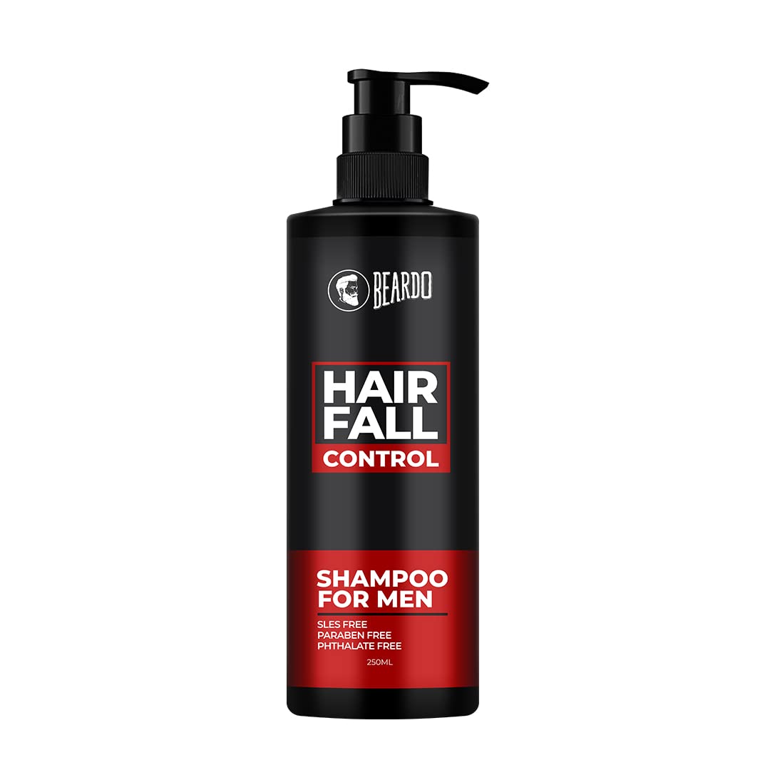 Beardo Hair Fall Control Shampoo for Men - 250ml | Strengthening Shampoo with Amla, Rosemary Oil, Aloe Vera & Brahmi | Reduces Hair Loss & Promotes Growth | Ideal for Daily Use & Thinning Hair Care