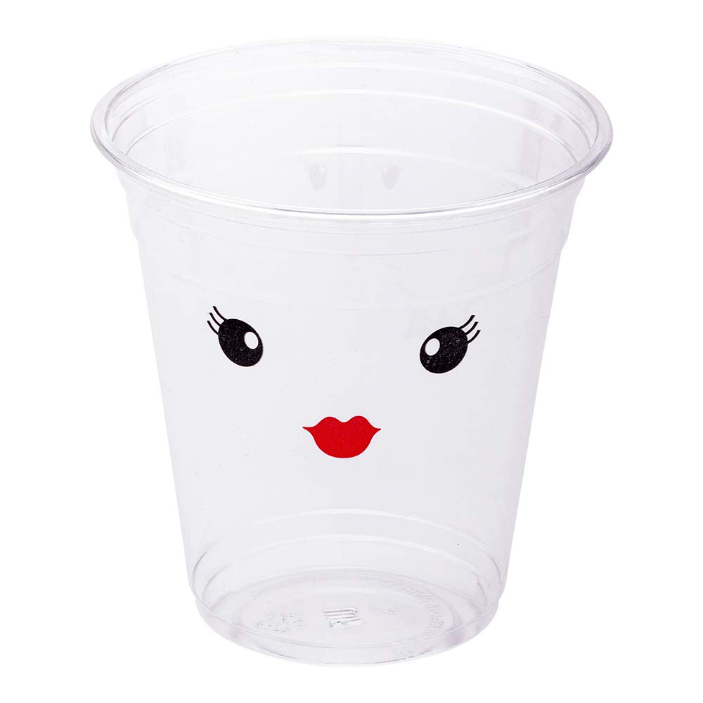 Restaurantware Visage 12oz Clear PET Plastic Cold Drink Cups (1000 Pack) - Disposable Party Cups with Elegant Madame Face Design | Perfect for Weddings, Birthday Parties & Special Events | Lids Sold Separately