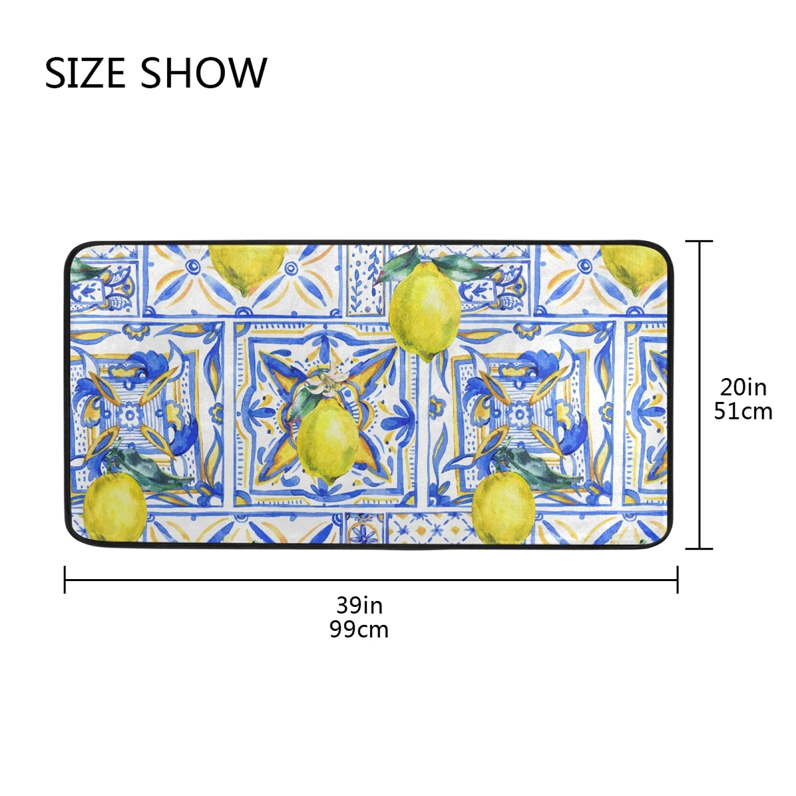 Premium Yellow Lemon Print Anti-Fatigue Kitchen Rug - 39