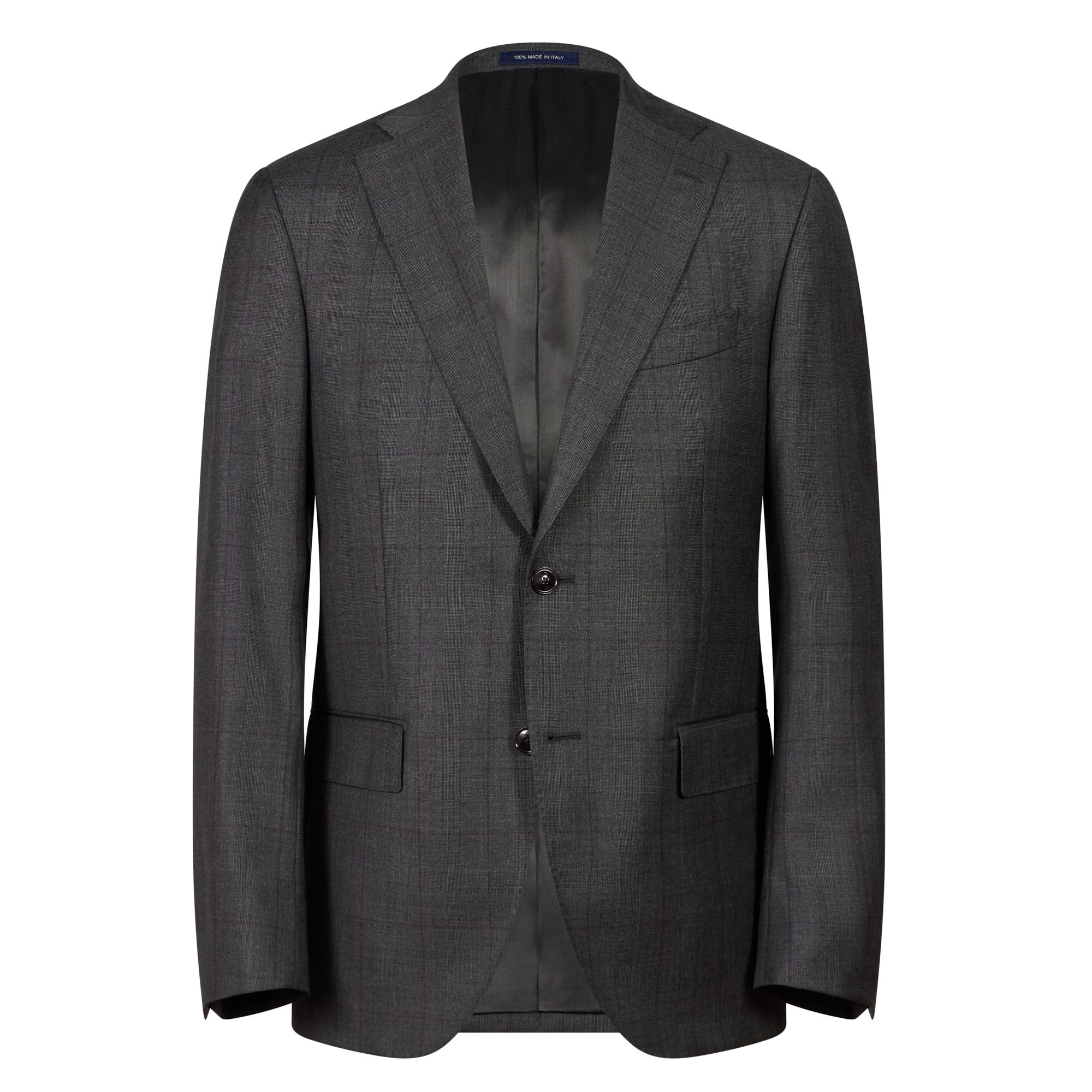 HENRY SARTORIAL X LATORRE Men's Wool Check Suit in Charcoal & Boysenberry - Perfect for Business Meetings, Weddings & Formal Events