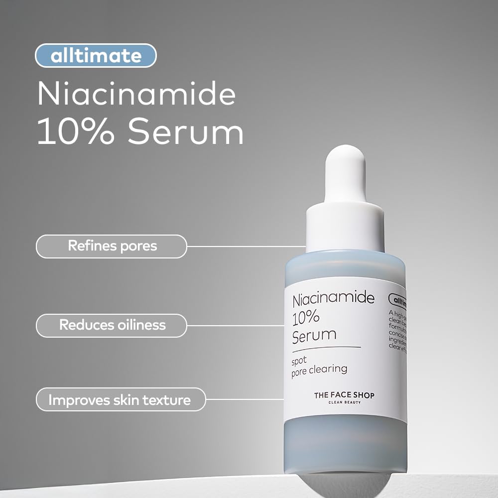 The Face Shop Alltimate Niacinamide 10% Serum with Caffeine & Peptide - Korean Skincare for Oil Control, Pore Reduction & Skin Elasticity - Non-Comedogenic Face Serum for Sensitive Skin | Perfect for Daily Skincare Routine & Acne-Prone Skin