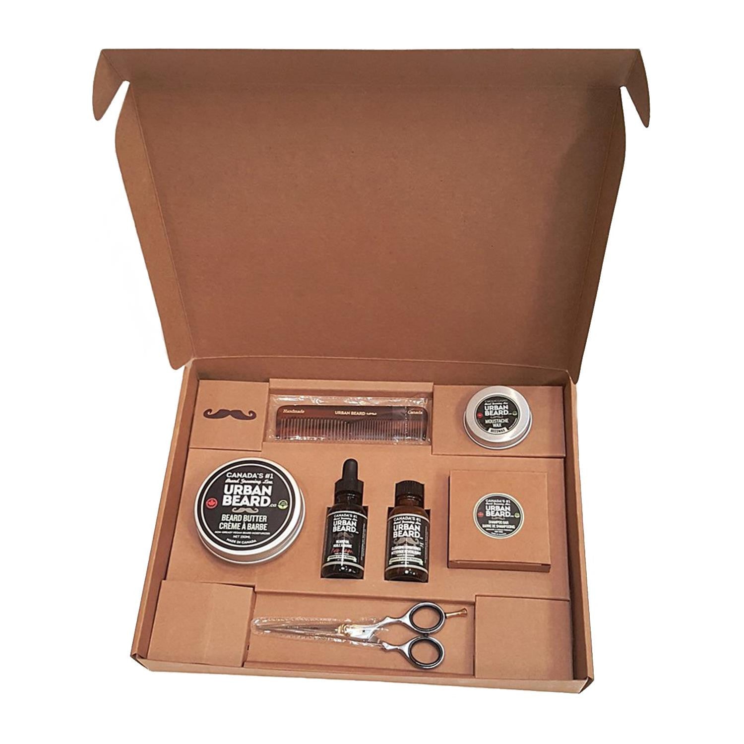 Premium Beard Grooming Kit for Men - Natural Beard Oil, Balm, Brush & Comb Set - Perfect for Daily Care & Styling at Home or Travel