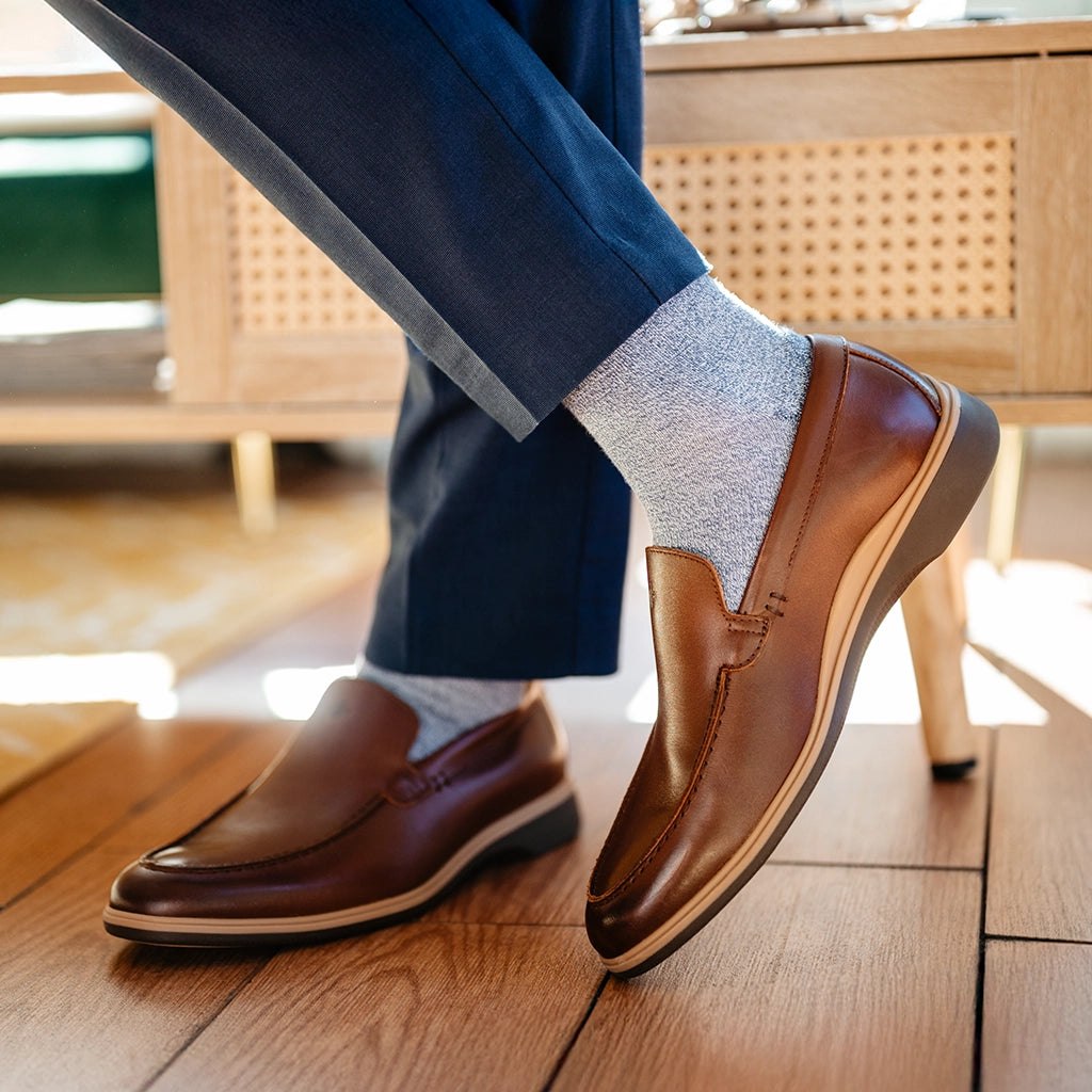 Premium Men's Dress Socks - Soft Cotton Formal Socks for Business & Office Wear - Ocean Blue Color - Perfect for Weddings, Interviews & Professional Occasions