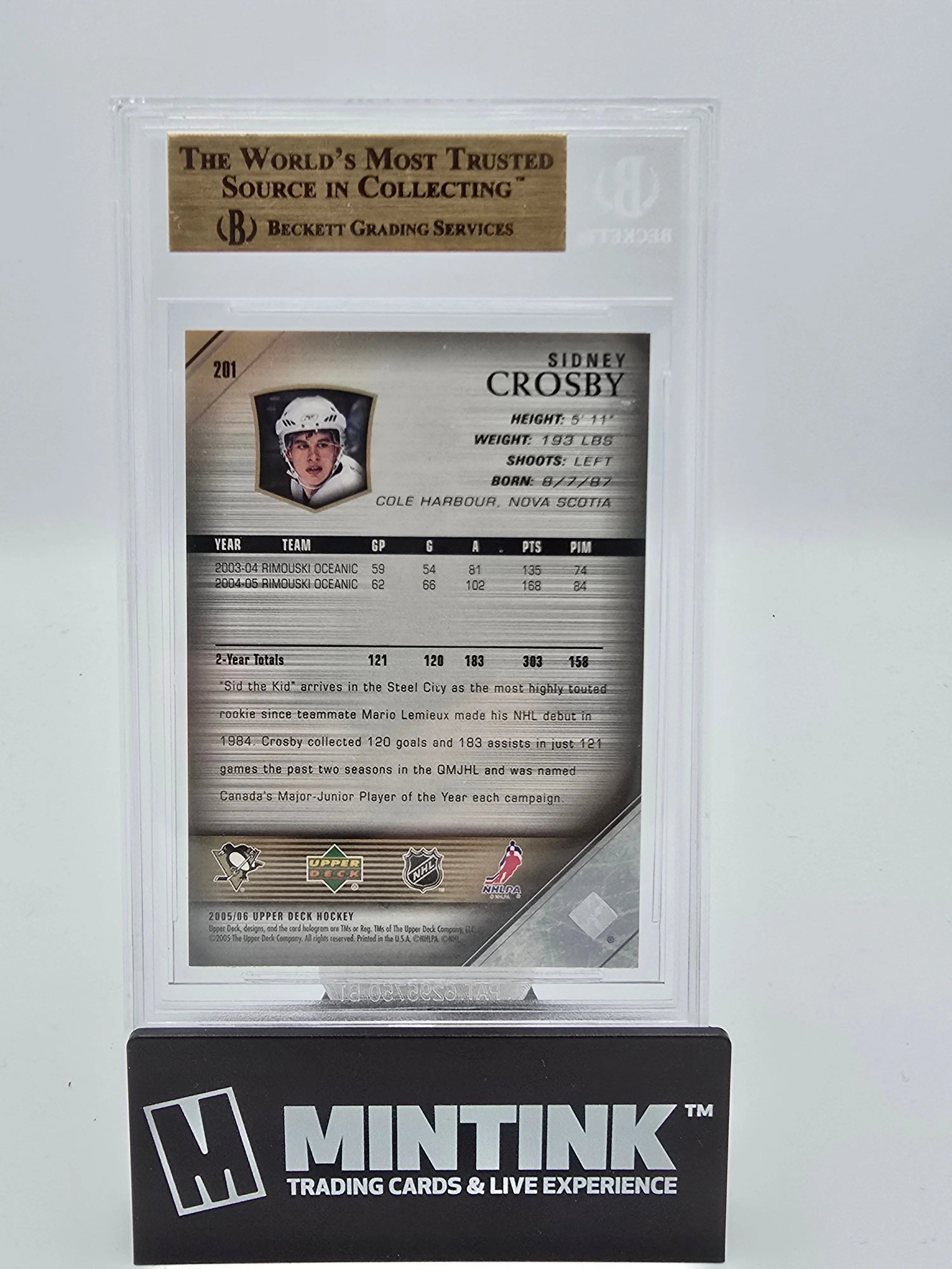 2005-06 Upper Deck Hockey Sidney Crosby Young Guns #201 BGS 9.5 Gem Mint - Rare Rookie Card for Collectors & NHL Fans - Perfect for Display, Investment & Sports Memorabilia Collections