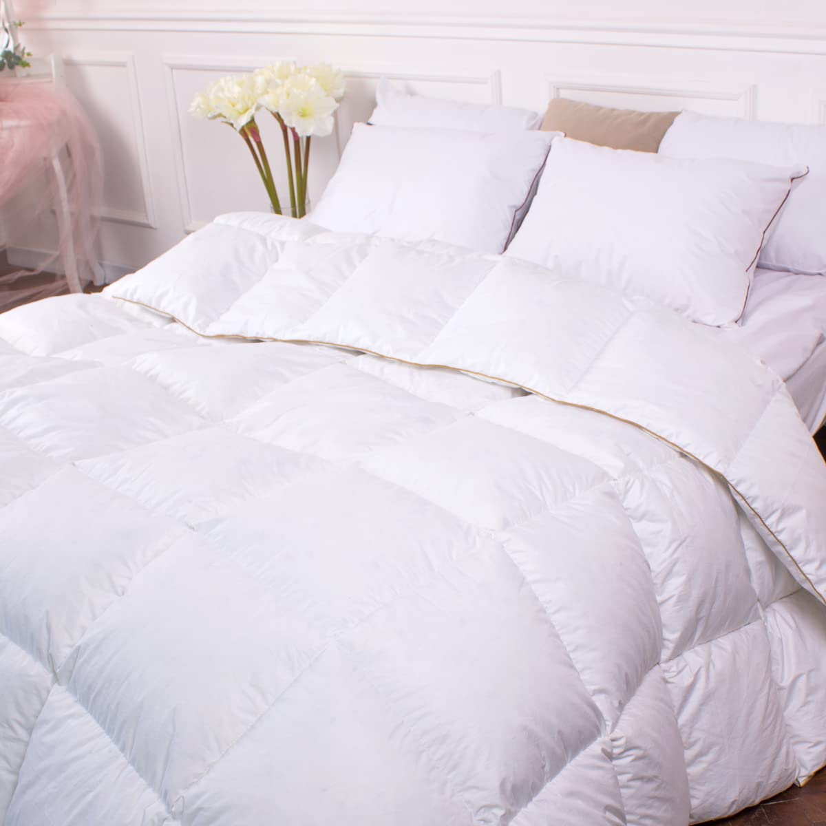 Premium MIRSON White Feather Goose Down Comforter - 700 Fill Power, Twin XL Size, 2900g Warmth, 100% Natural Cotton Cover (White) - Luxury Bedding for Winter, Guest Rooms & Cozy Home Decor