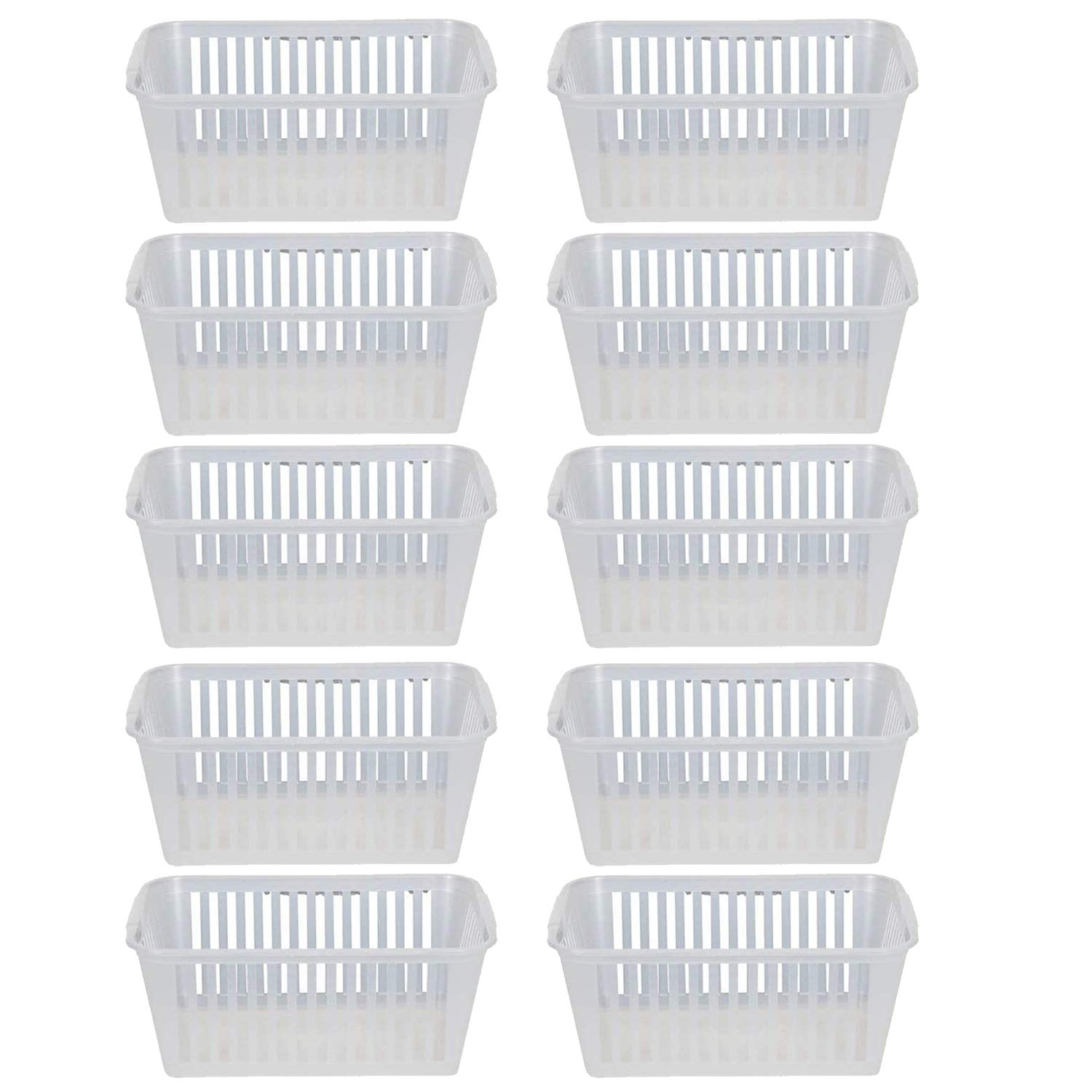 Clear Plastic Storage Basket - 30cm for Bathroom, Bedroom & Kitchen Organizing