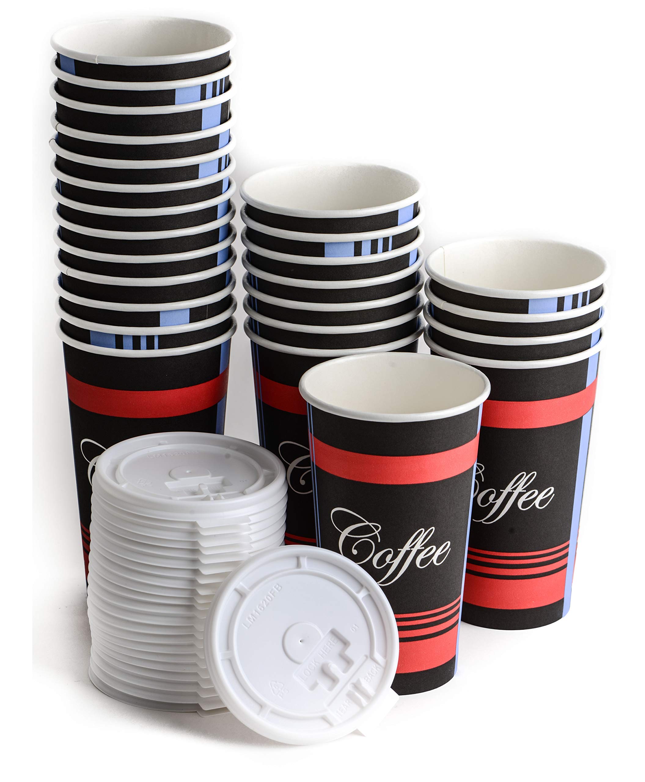 EcoQuality 20 oz Disposable Paper Coffee Cups with Lids - 400 Count Bulk Pack, Restaurant Grade Hot & Cold Drink Cups for Tea, Soda, Coffee Shops, Cafes, Concession Stands - Perfect for Takeout, Office Break Rooms, and Catering Events
