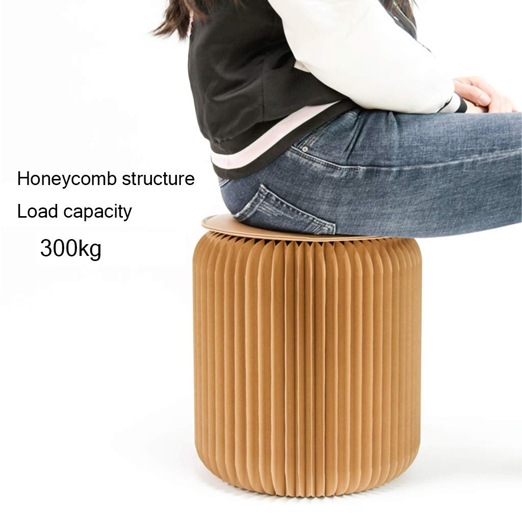 Modern Portable Folding Kraft Paper Stool - Lightweight Collapsible Chair with Round Paper Seat & Cushion - Perfect for School, Kitchen, Living Room & Dining Room - Great for Small Spaces, Outdoor Picnics & Temporary Seating