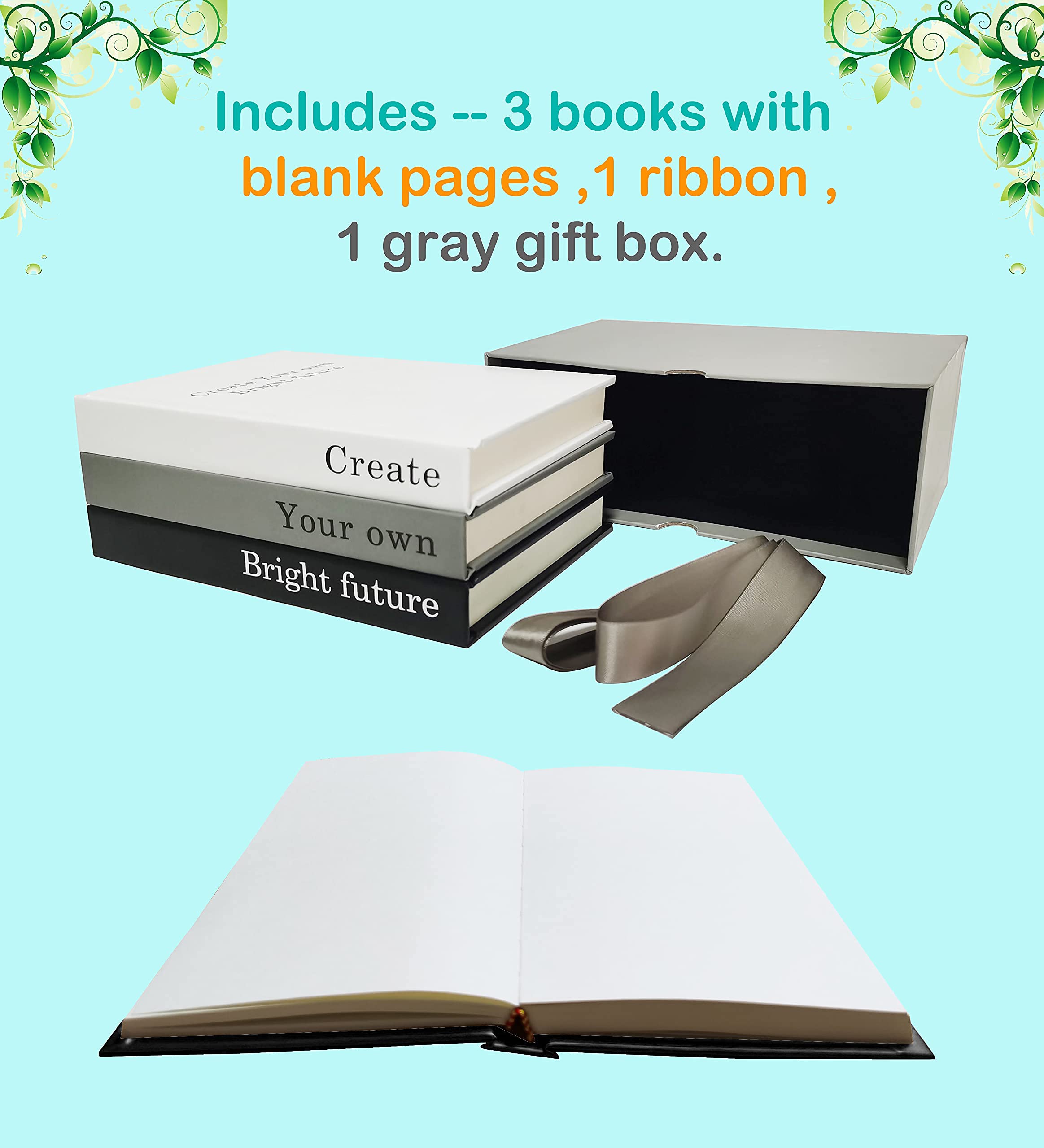 Decorative Hardcover Blank Books for Coffee Table & Shelf Decor - Faux Book Stack for Living Room, Bedroom & Entryway - Perfect for Home Styling & Interior Design (Grey)