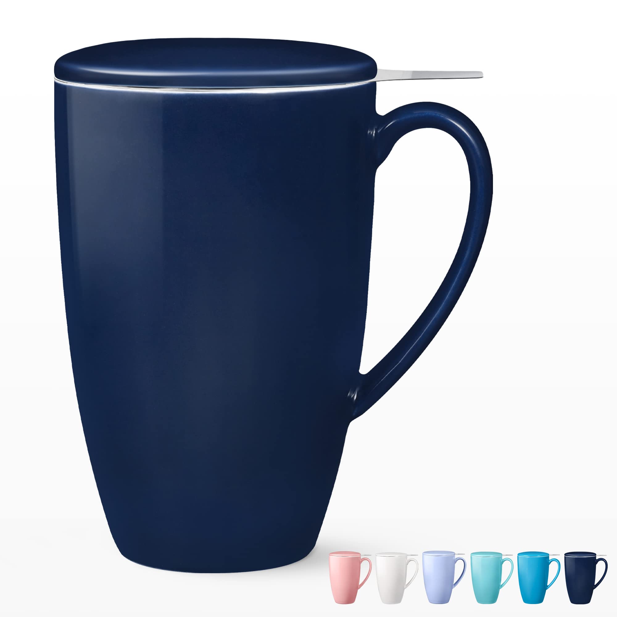 Premium Porcelain Tea Mug with Infuser and Lid - 16oz Loose Leaf Tea Cup with Filter for Tea, Coffee & Milk - Perfect Gift for Women, Office & Home Use - Ideal for Relaxation, Work Breaks & Gifting