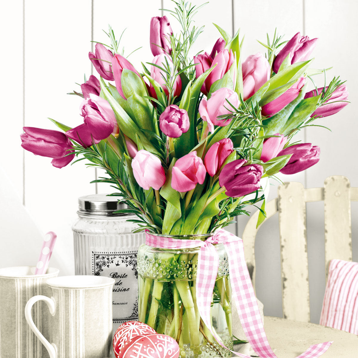 20 Pack Premium Tulips Printed Lunch Napkins - Elegant Floral Design for Parties, Weddings & Everyday Dining
