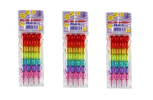 Dream XPLORE Non-Sharpening Stacking Pencils for Kids - Rainbow Color Brick Design, 4 Pencils per Set (3 Sets) - Perfect for Birthday Party Favors, Classroom Rewards & Creative Play