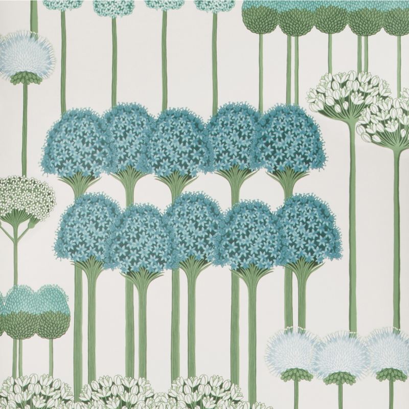 Cole & Son Allium Teal Jade White Print Wallpaper - Premium Floral Wallpaper for Living Room, Bedroom & Home Decor