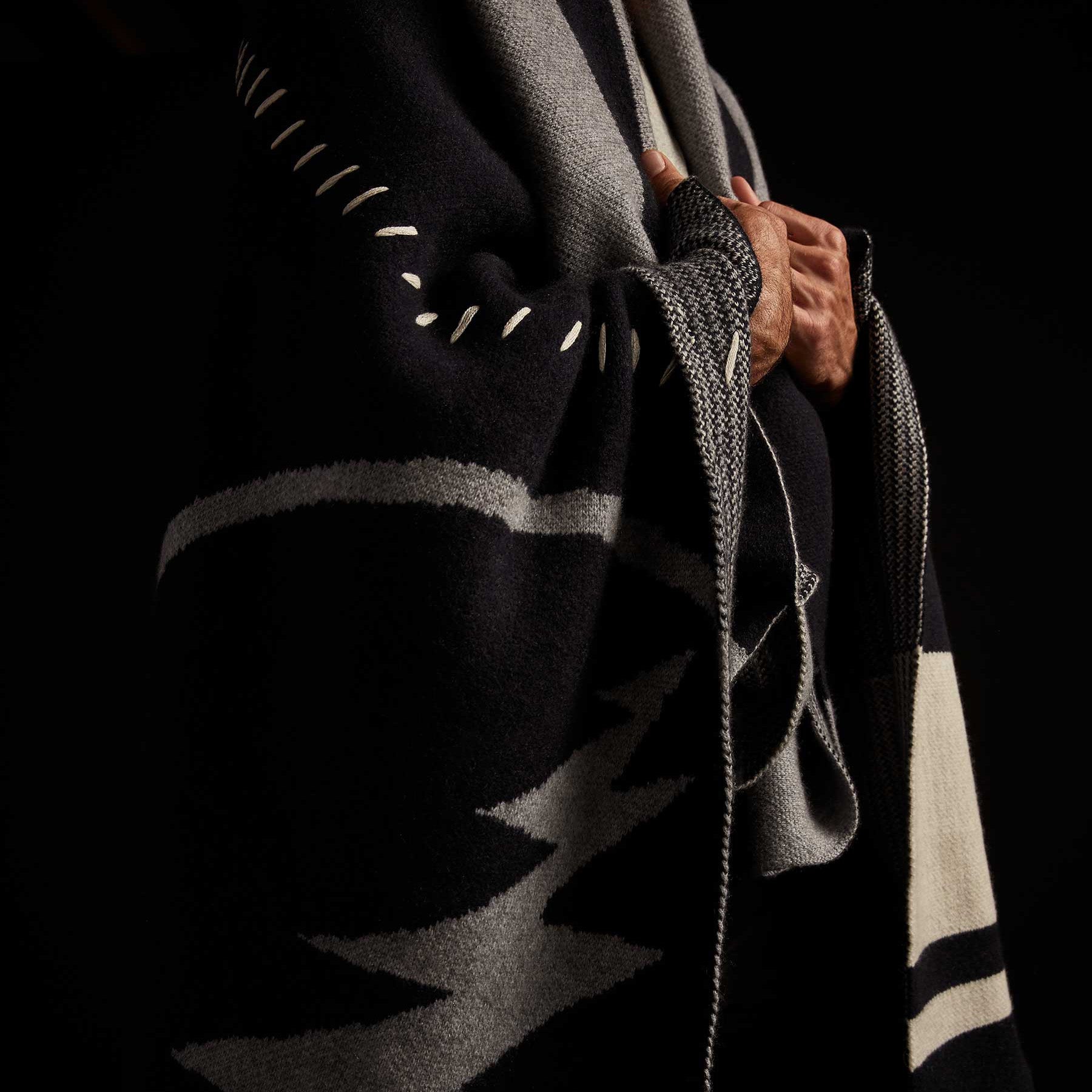 Grateful Dead Cashmere Blanket - Navy, Grey Smoke & Ivory Colors | Ultra Soft & Warm Luxury Throw Blanket for Couch, Bed, Travel & Gifts