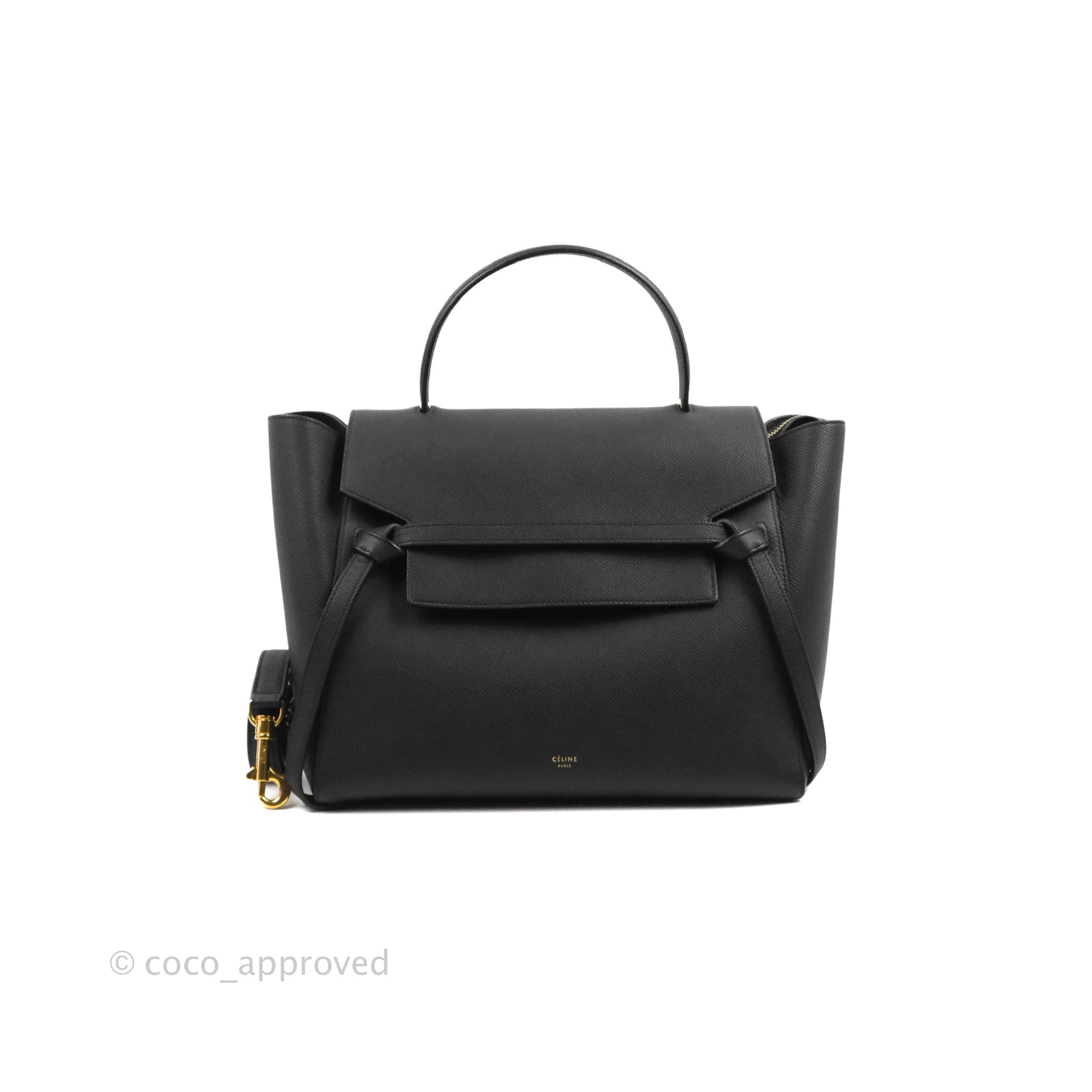 Celine Mini Belt Bag in Black Grained Calfskin with Gold Hardware - Perfect for Everyday Use, Travel & Fashion Accessories