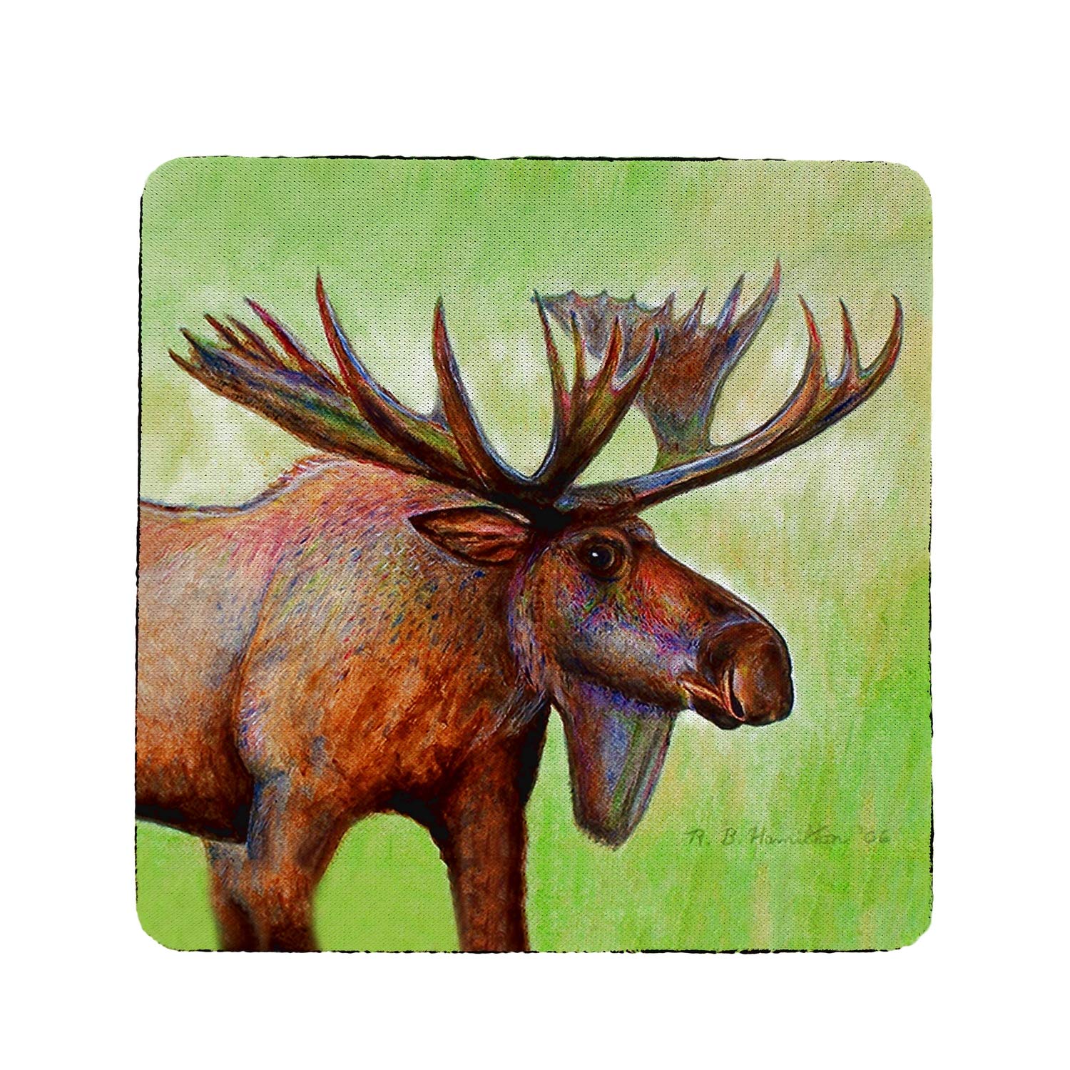 Betsy Drake Moose Coaster Set of 4 - Absorbent Cork Drink Coasters for Coffee Table, Bar, and Home Decor - Perfect for Protecting Furniture from Water Rings and Stains