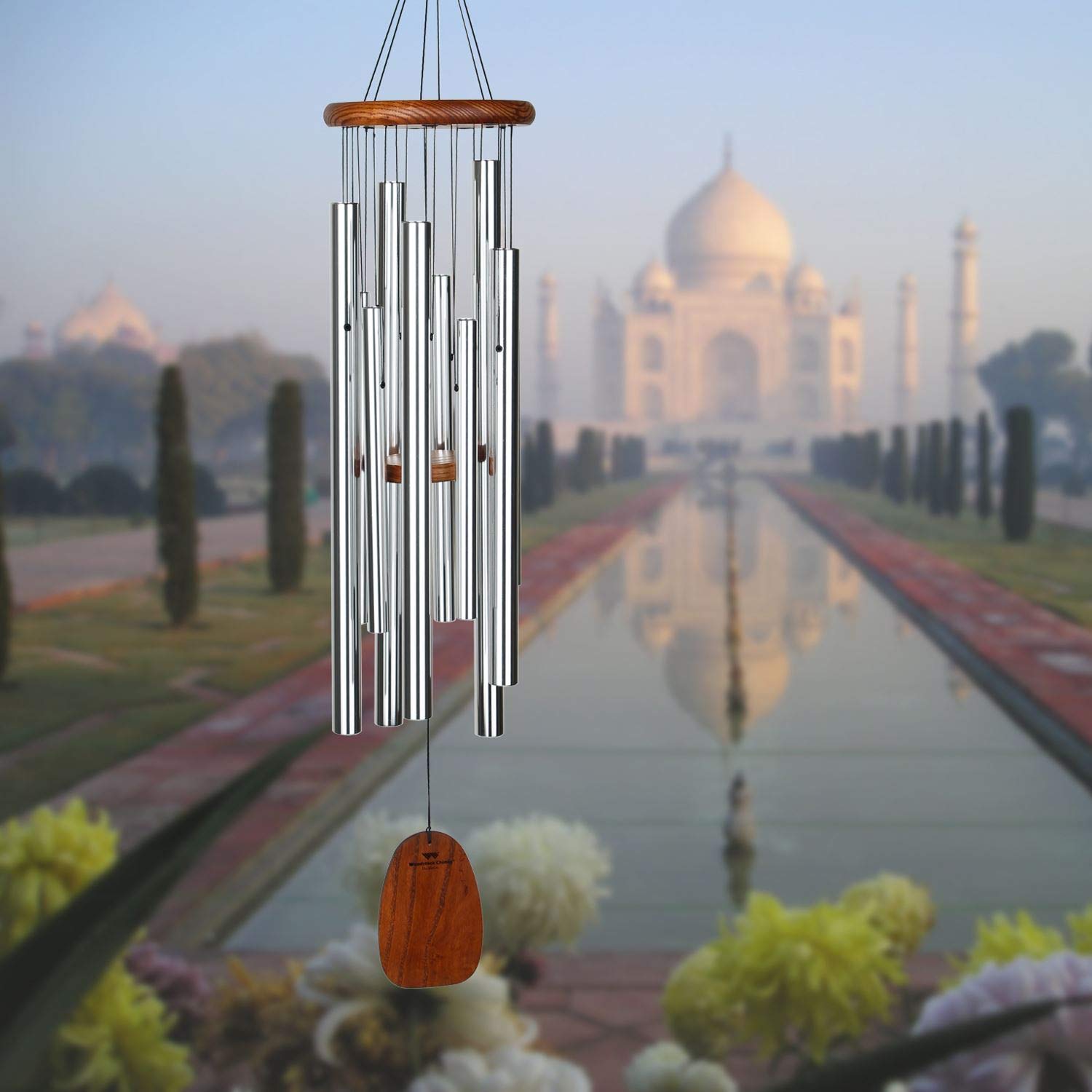Woodstock Wind Chimes for Outdoor Decor - 39 Inch Silver Wind Chime for Garden, Patio, Porch | Magical Mystery Taj Mahal Design | Perfect Christmas & Hanukkah Gift | Creates Soothing Sounds for Relaxation & Meditation
