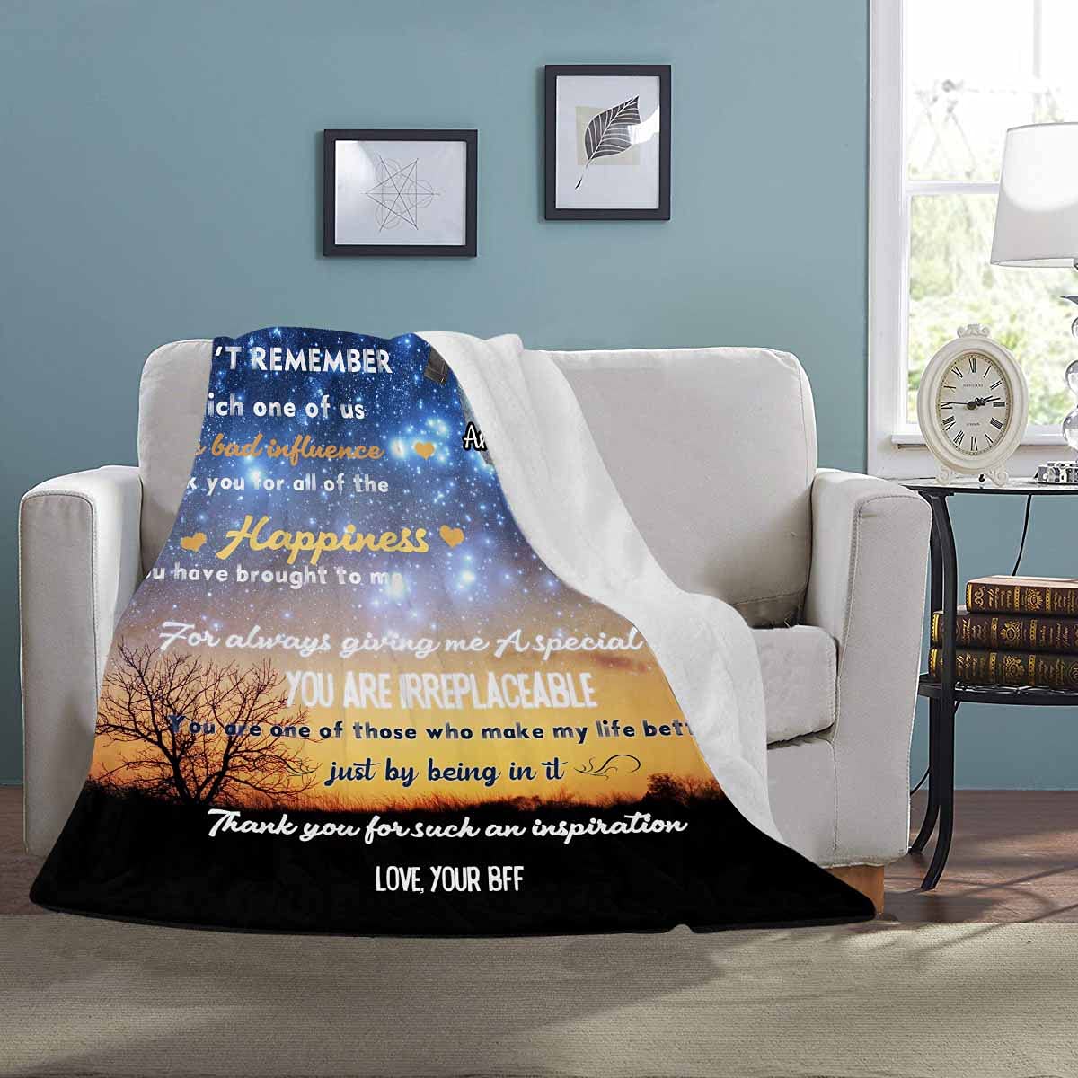 Personalized Best Friend Blanket - 70x80 Inch Soft Throw for Sister & Bestie - Thank You Gift for Bringing Happiness - Perfect for Couches, Beds & Cozy Nights