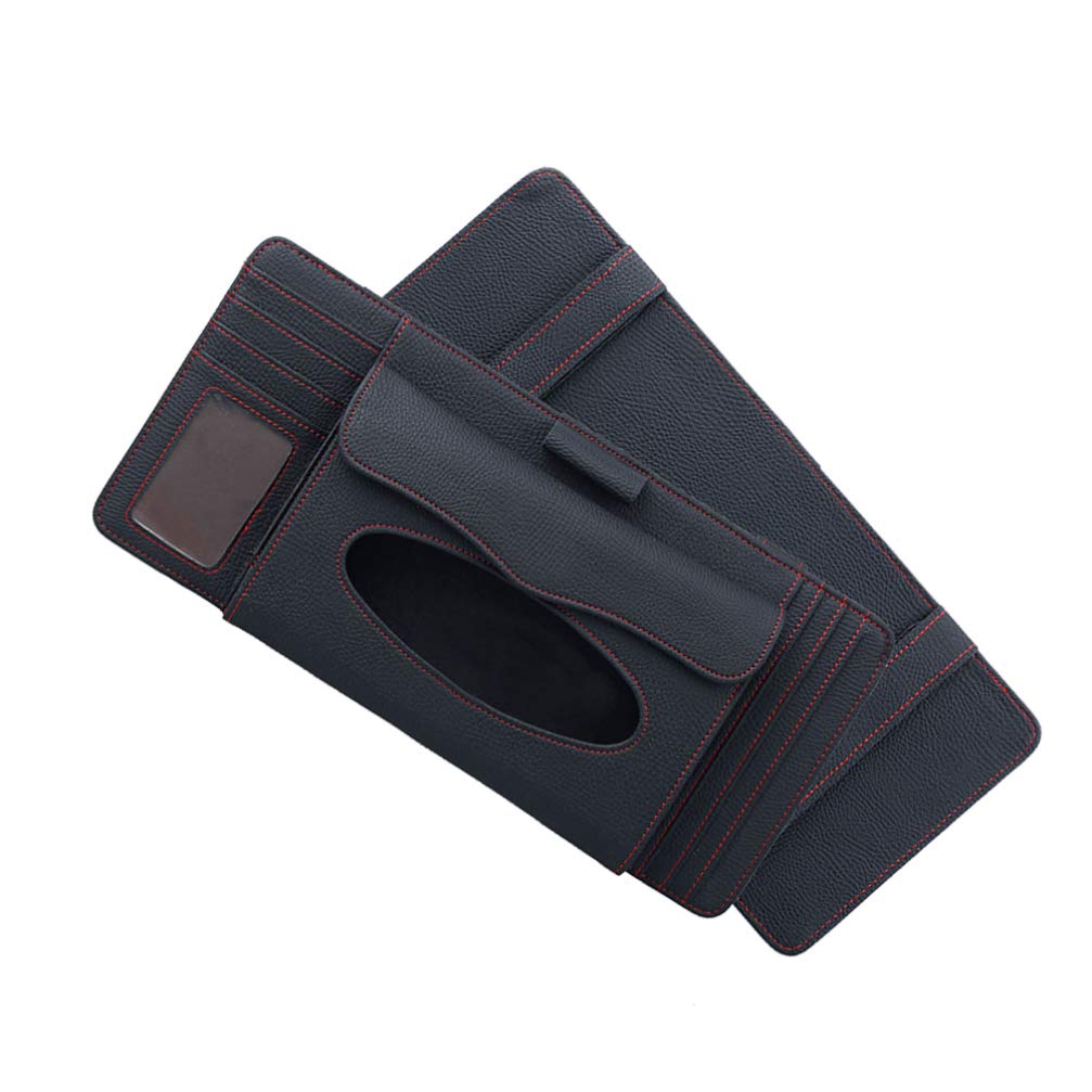 Wakauto Car Sun Visor Organizer - Black Auto Interior Storage Pocket for Truck, Cards, License, Registration & Sunglasses | Perfect for Road Trips & Daily Commute