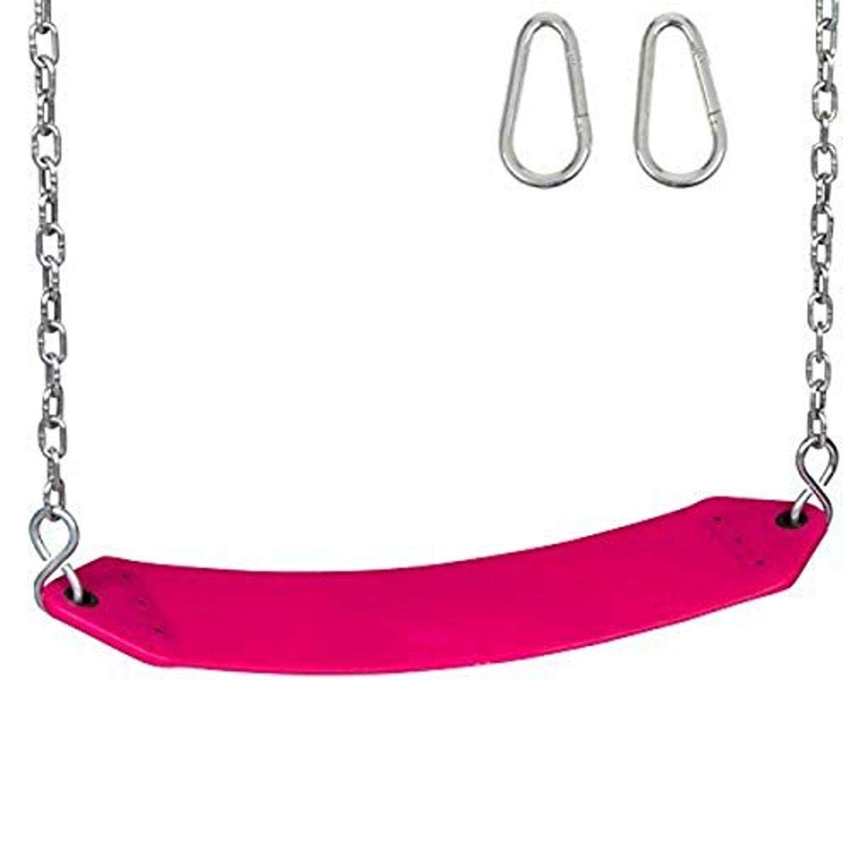 Residential Swing Set Belt Seat with Chains & Hooks - Pink Playground Accessory for Kids | Safe Outdoor Swing Seat for Backyards, Parks & Playgrounds