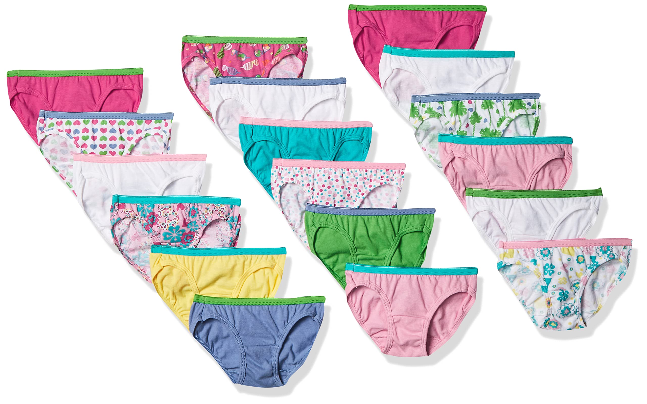 Hanes Girls' 100% Cotton Tagless Bikini Panties - 18 Pack Multipack Soft Breathable Underwear for Kids & Teens - Perfect for School, Sports & Everyday Comfort