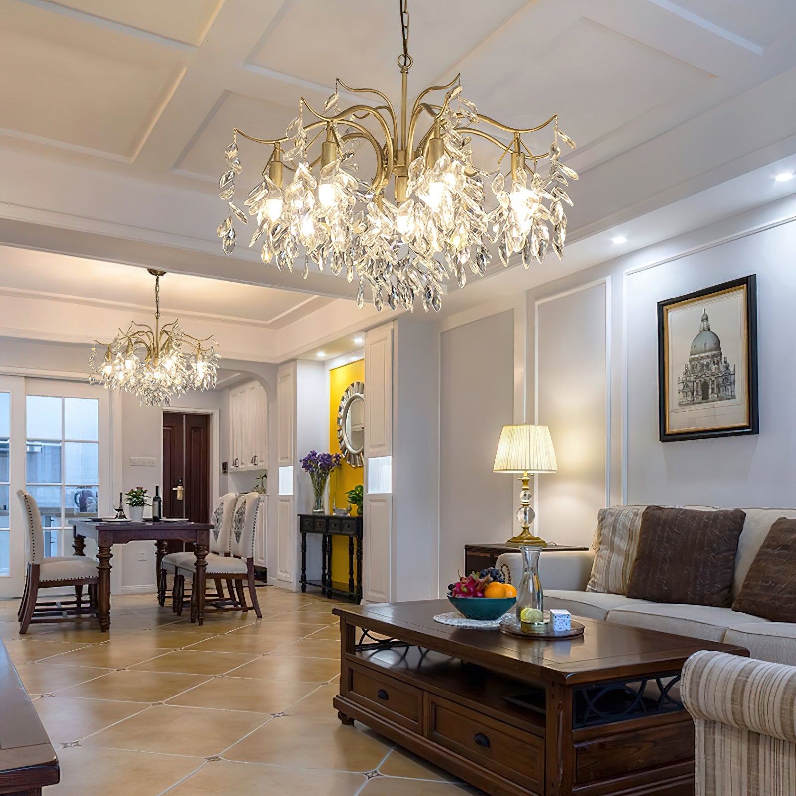 Dorale Chandelier - Modern Crystal Ceiling Light Fixture for Dining Room & Living Room | Elegant Lighting for Home Decor & Wedding Venues
