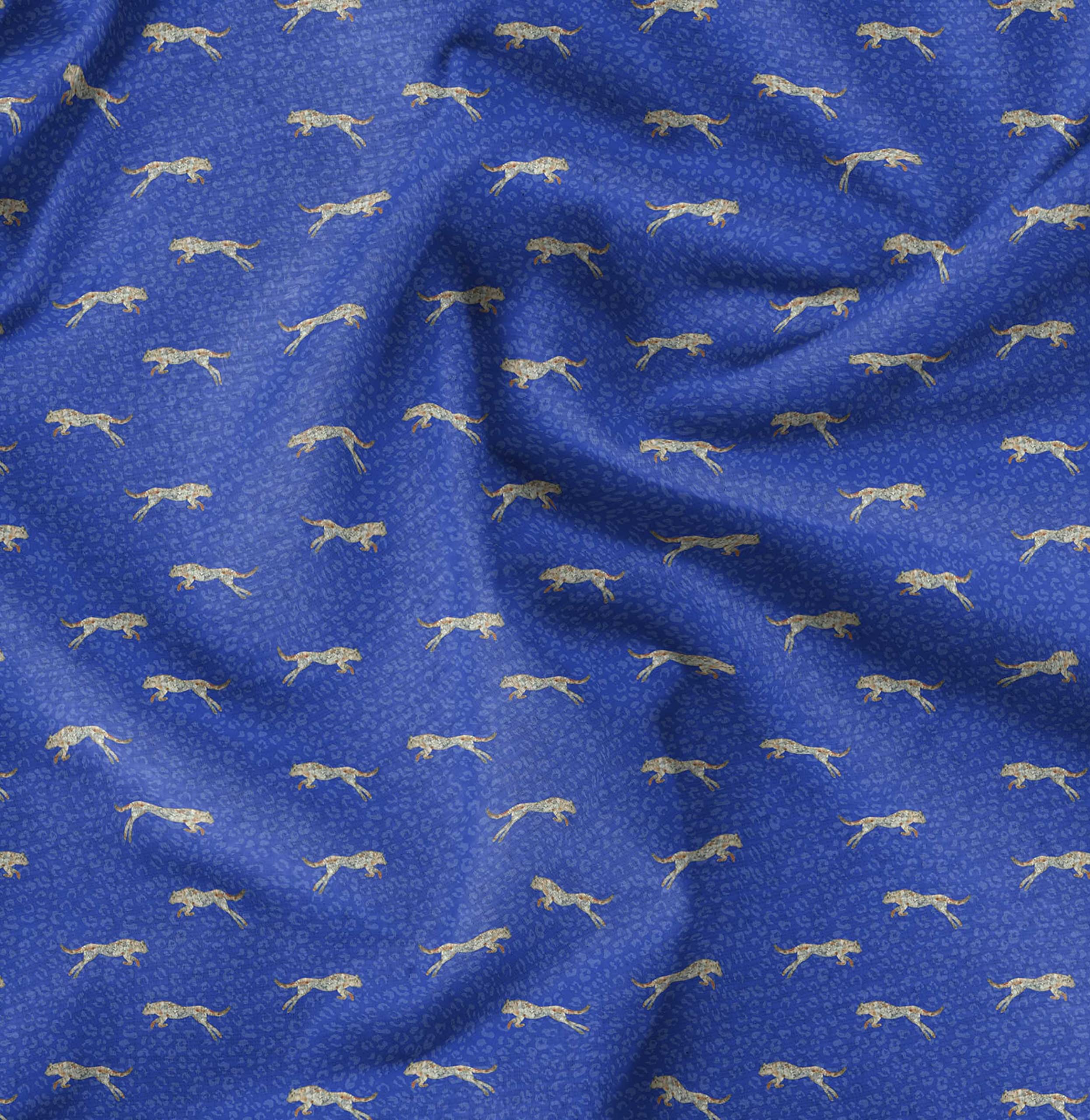 Soimoi Moss Georgette Blue Fabric by The Yard - 42 Inch Wide Leopard Print Animal Skin Textile - Stylish Trendy Printed Fabric for Dresses, Blouses & DIY Fashion Projects