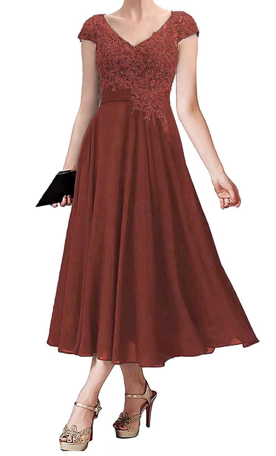 Elegant Lace Mother of The Bride Dresses | Short Formal Chiffon Evening Gowns for Wedding Guests | Perfect for Weddings, Parties & Special Occasions