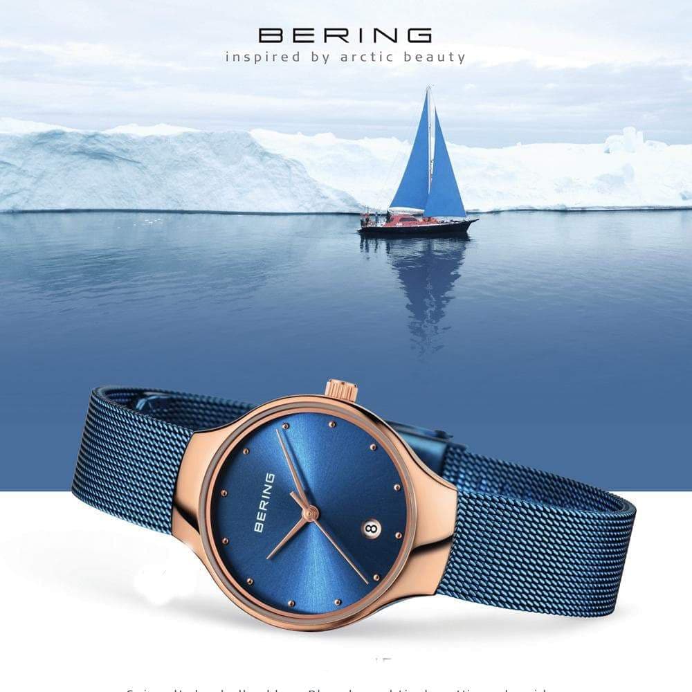 BERING 13326 368 Classic Women's Watch - Slim Stainless Steel Mesh Band, Water Resistant, Elegant Dress Watch for Business, Office & Formal Occasions