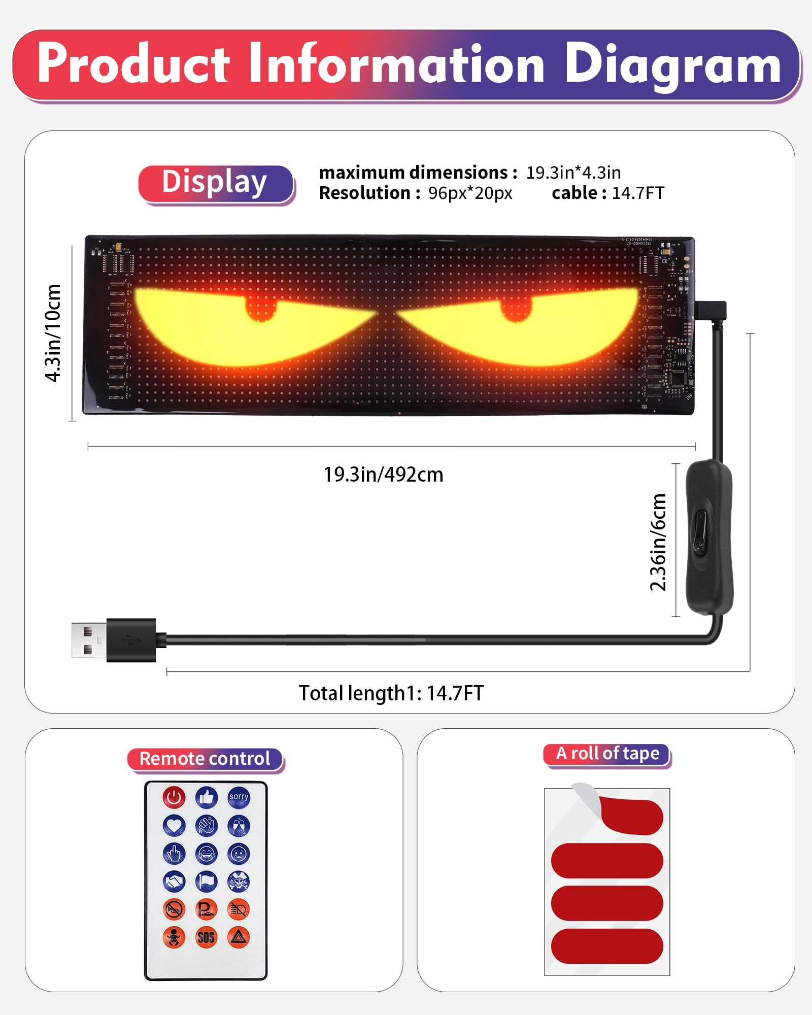 2PCS Programmable Devil Eyes LED Car Lights - 19.3