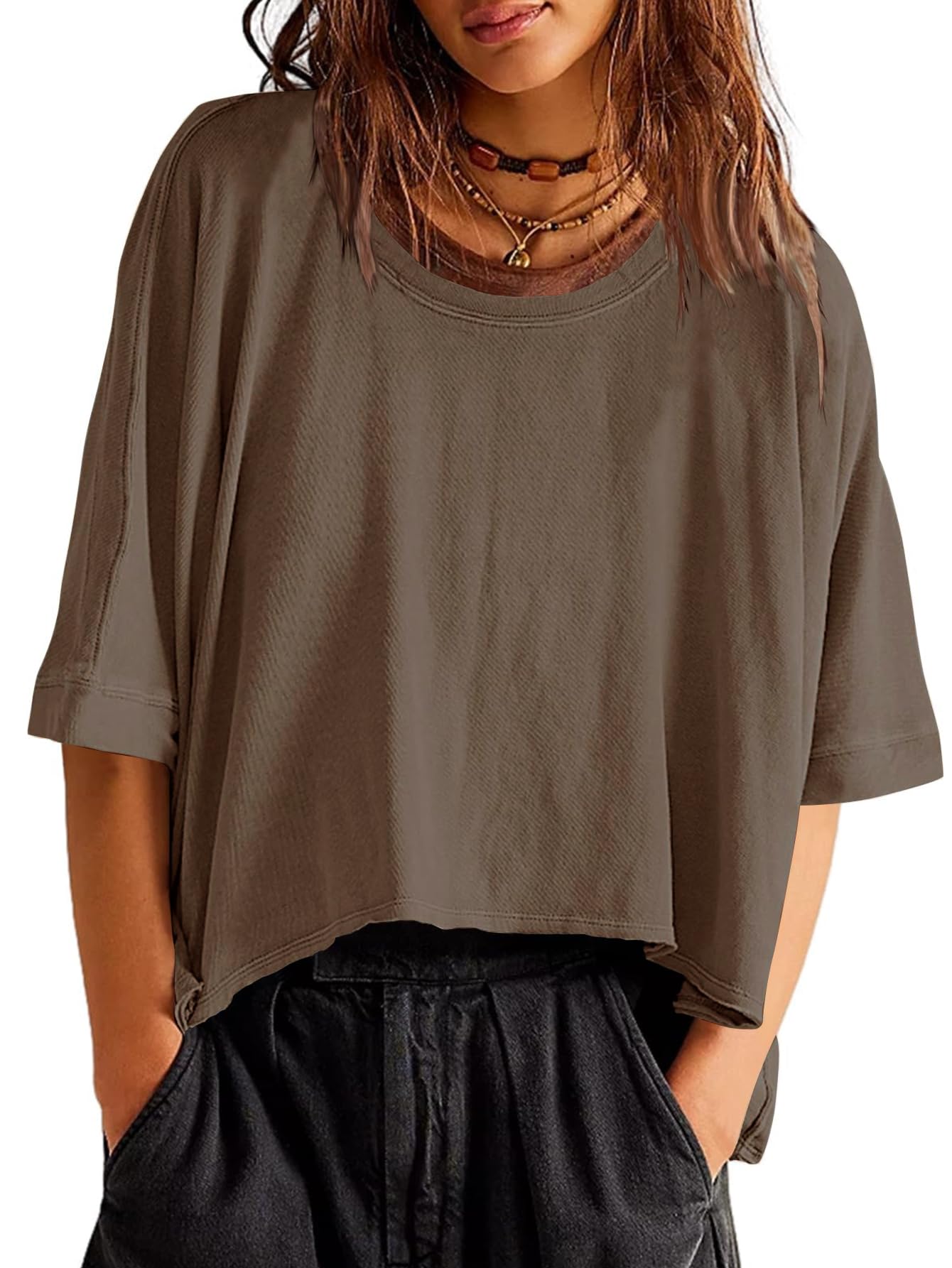 YKR Women's Summer Crop Tops - Oversized Loose Fit Casual T-Shirts | Trendy 2025 Fashion | Perfect for Beach, Vacation & Everyday Wear