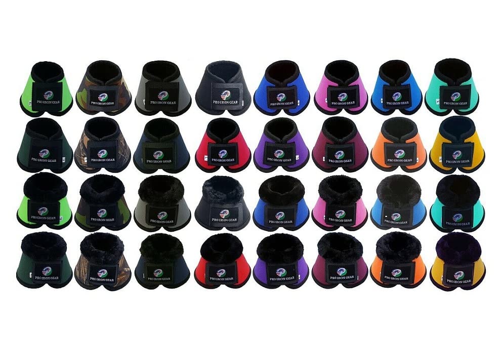 Horse Bell Boots with Fur - Overreach Protection for Pony, Cob, Full & XL Sizes - 16 Color Options - Durable Riding Gear for Training, Jumping & Trail Riding