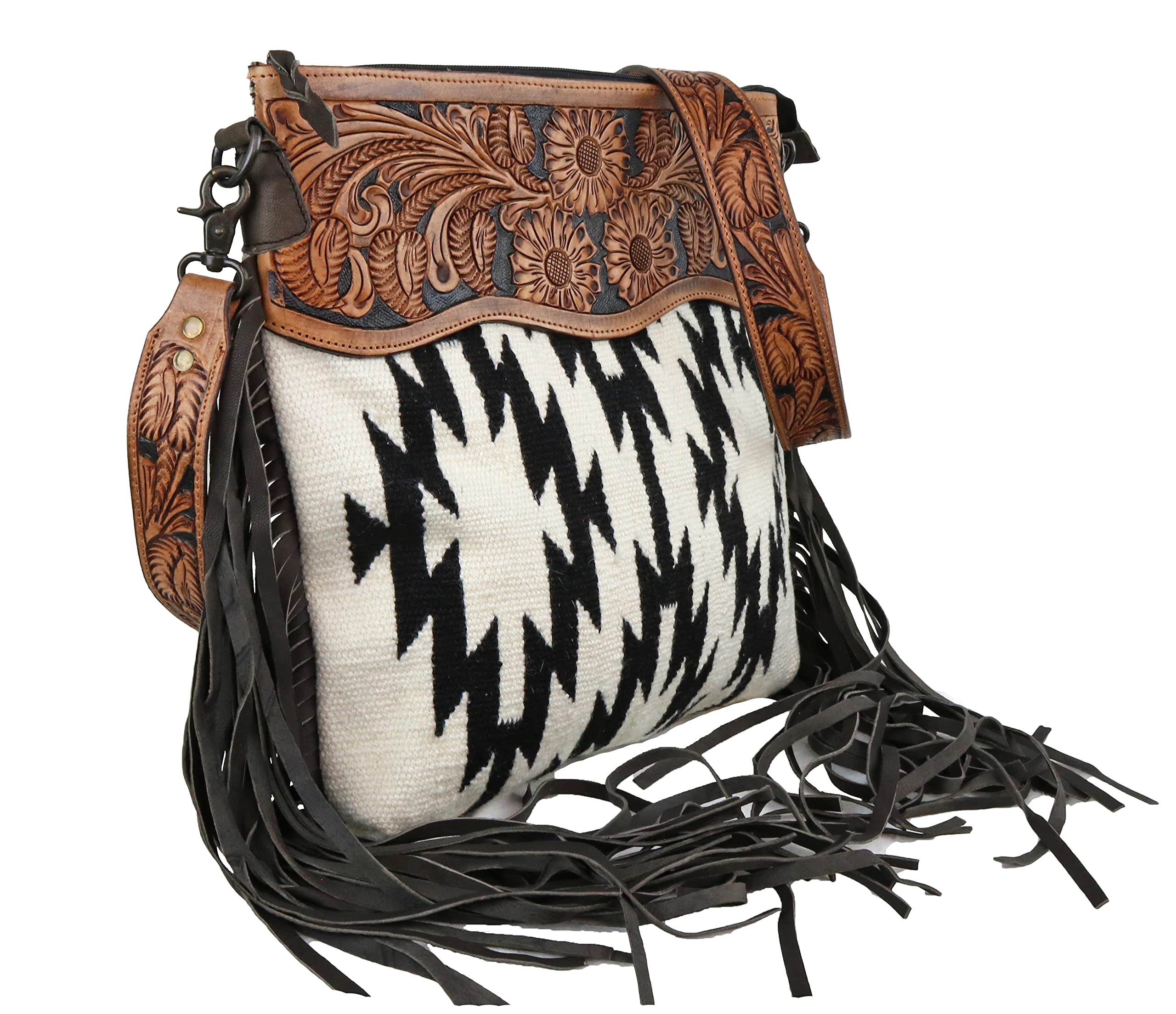 American Darling Classic Black & White Aztec Saddle Blanket Crossbody Purse - Stylish Boho Handbag for Women, Perfect for Festivals, Travel & Everyday Use