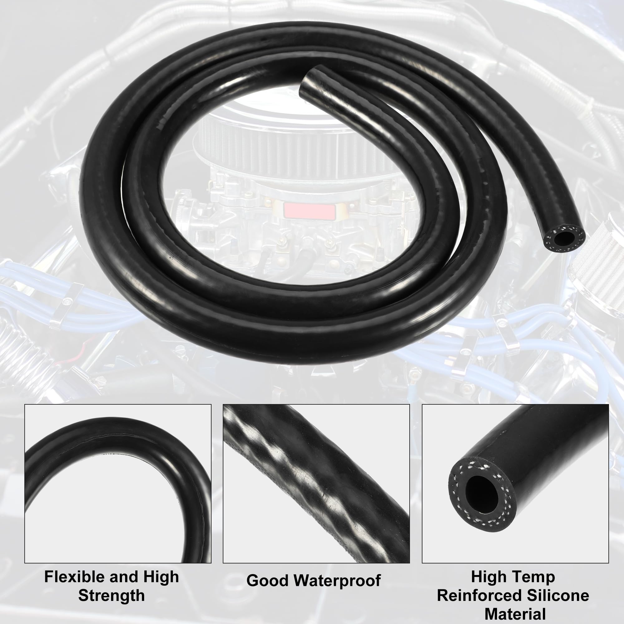 Auto Silicone Vacuum Hose 8mm x 3.28ft - Engine Air Intake Pipe for Car Repair