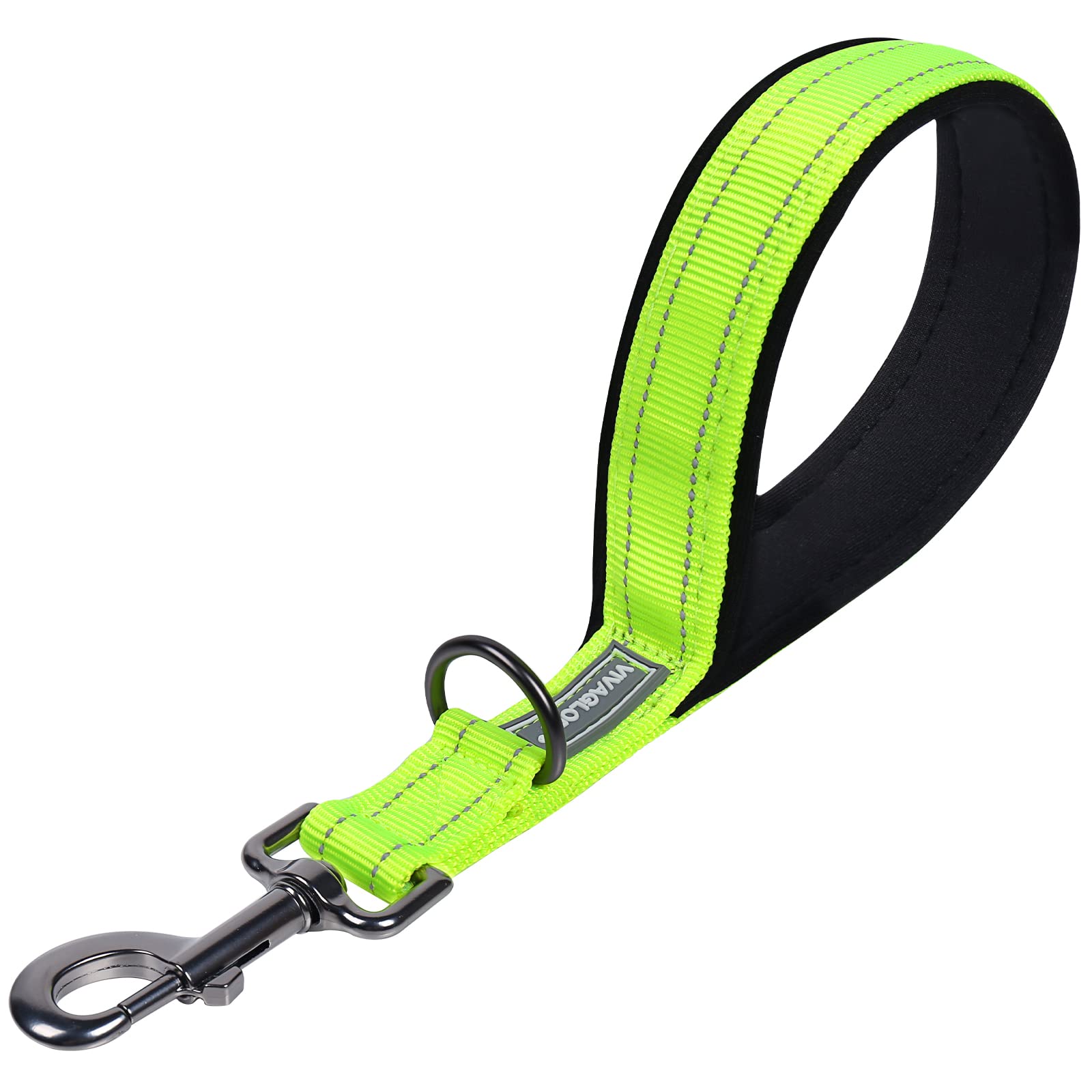 VIVAGLORY 4ft Short Dog Leash with Comfortable Padded Handle - Heavy Duty Double Layer Nylon Reflective Pet Leash for Training & Walking - Strong Dog Lead for Medium & Large Dogs (Bright Yellow) - Perfect for Daily Walks, Jogging & Outdoor Adventures