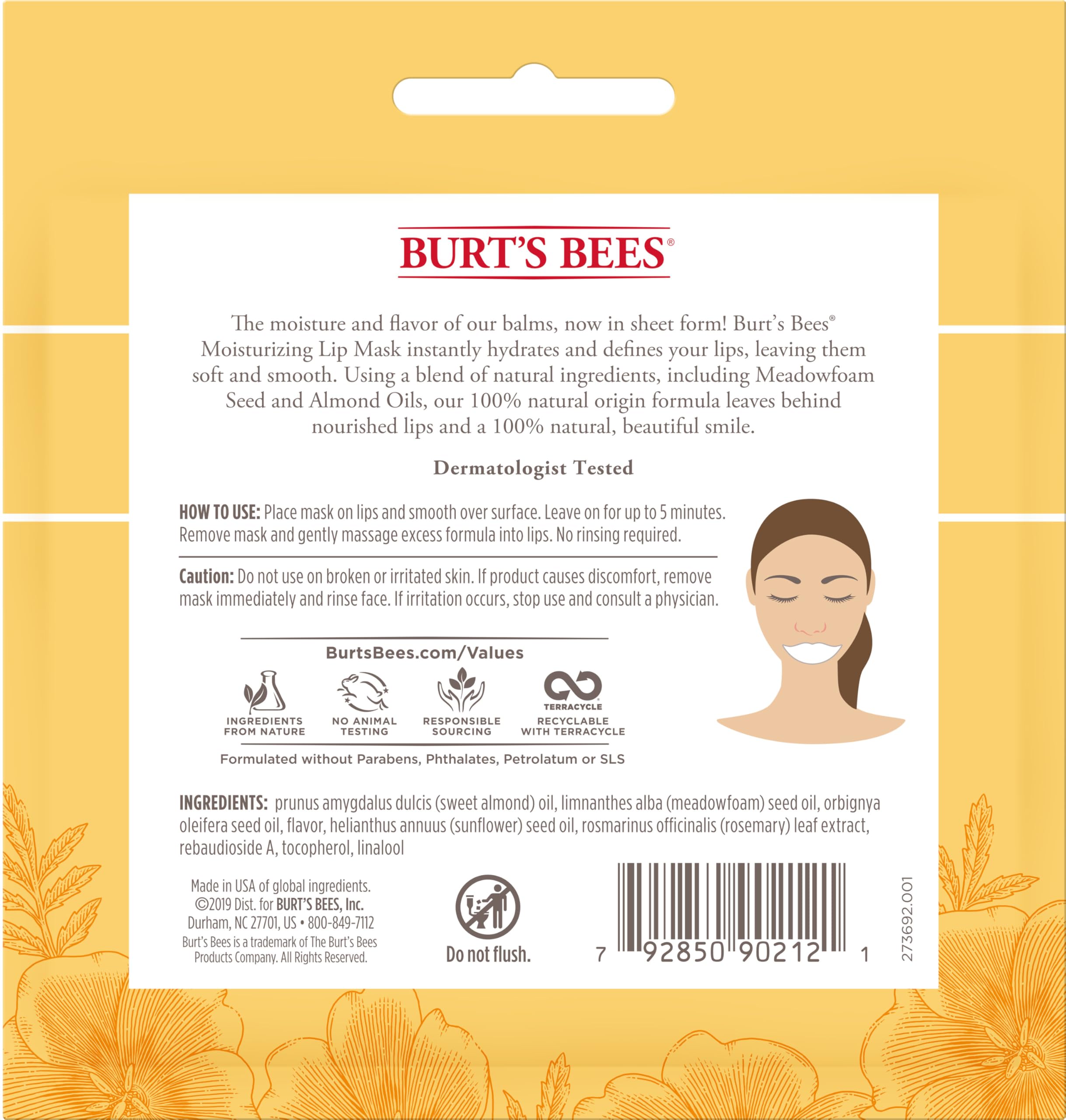 Burt's Bees 100% Natural Moisturizing Lip Mask - Hydrating & Conditioning Lip Care for Dry Lips (6 Count) | Perfect for Overnight Treatment, Winter Lip Care & Daily Nourishment
