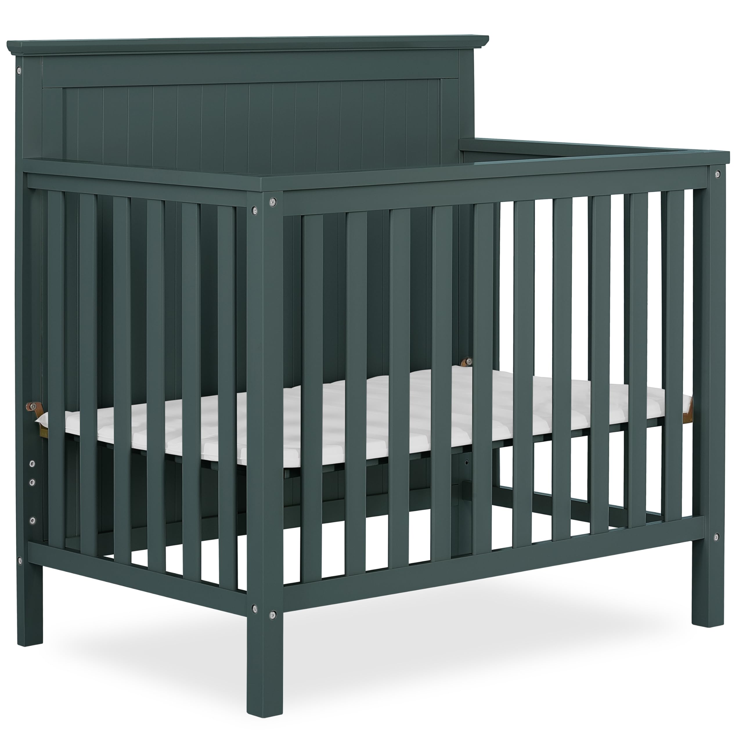 Dream On Me Ava 4-in-1 Convertible Mini Crib in Olive | Greenguard Gold Certified & Non-Toxic Finish | Includes 1