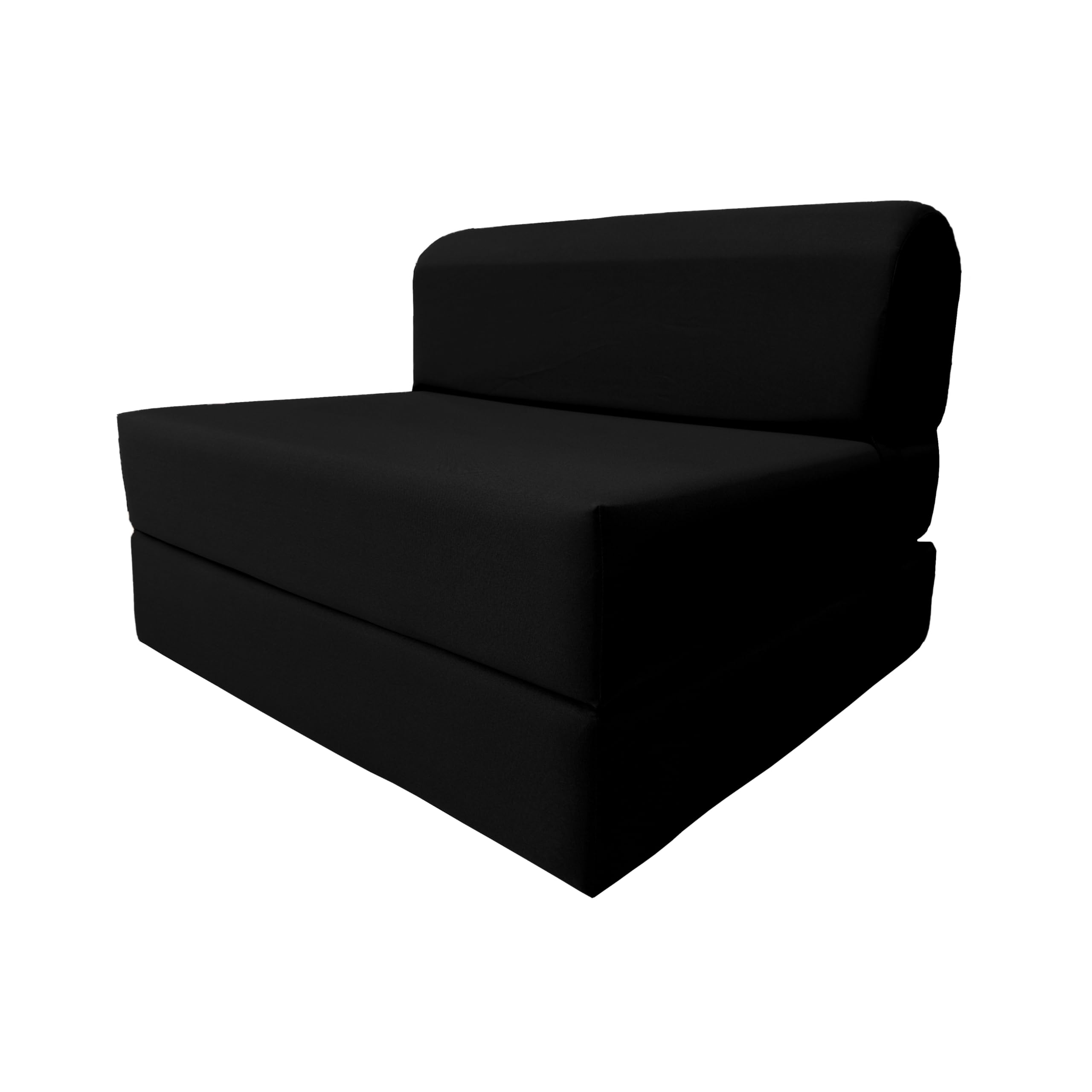 D&D Black Futon Sleeper Chair - Foldable Foam Bed 6x32x70 Inches, High Density 1.8lb Foam - Convertible Sofa Couch for Studio, Guest Room & Small Spaces - Perfect for Lounging, Napping & Extra Sleeping Space