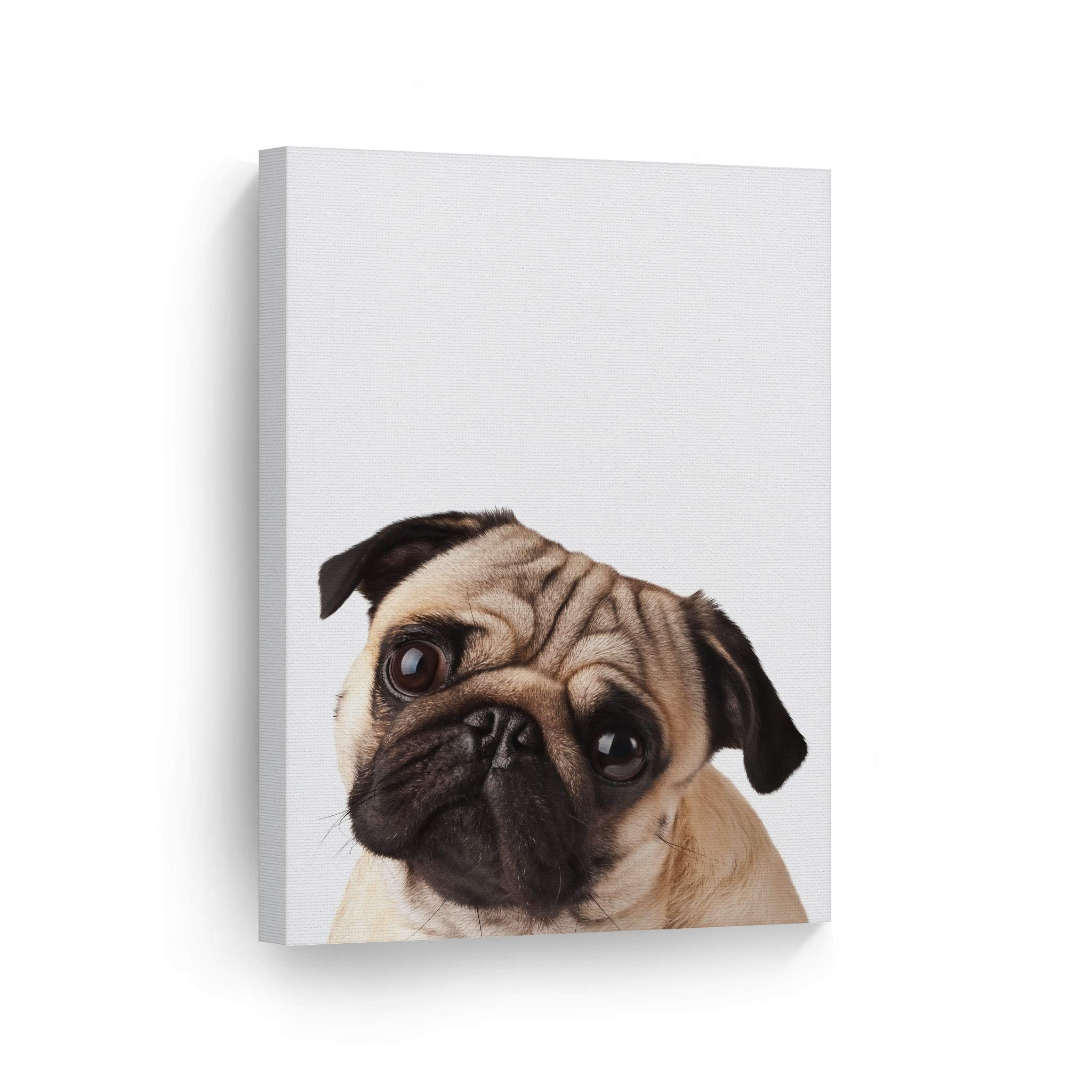 Smile Art Design Cute Pug Dog Portrait - Woodland Animal Wall Art Canvas Print for Pet Lovers (40x30 Inches Rolled) - Perfect Gift for Dog Owners, Parents & Home Decor - Ideal for Office, Bedroom, Nursery & Bathroom