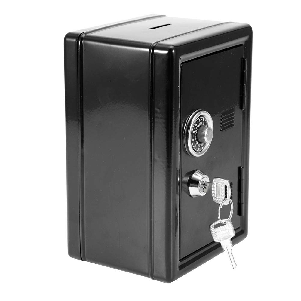 LZKW Kids Security Lock Box with Password - Money Saving Box for Cash & Coins - Ideal for Home, Office & School Use - Black