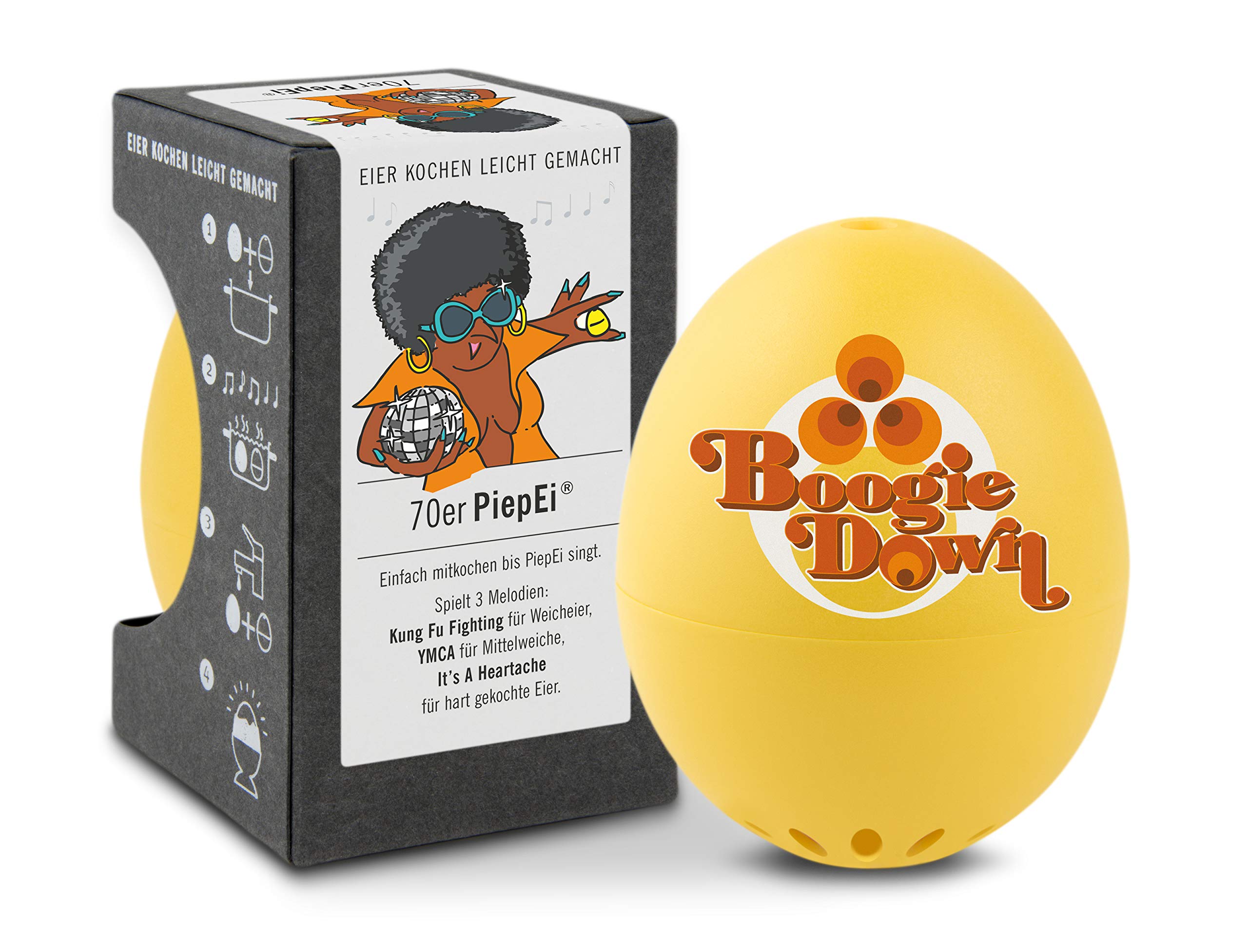 70s BeepEgg - Digital Egg Timer for Perfect Boiled Eggs - Musical Egg Cooker with 3 Doneness Levels (Soft/Medium/Hard) - Food Safe BPA-Free - Floating Kitchen Timer for Eggs - Ideal for Breakfast Meal Prep, Camping & Home Cooking