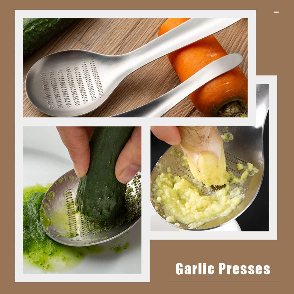 Premium Stainless Steel Garlic Press & Peeler Set - 2-Piece Nut Mincer, Garlic Crusher & Slicer for Kitchen & Restaurant - Perfect for Cooking, Meal Prep & Professional Chefs